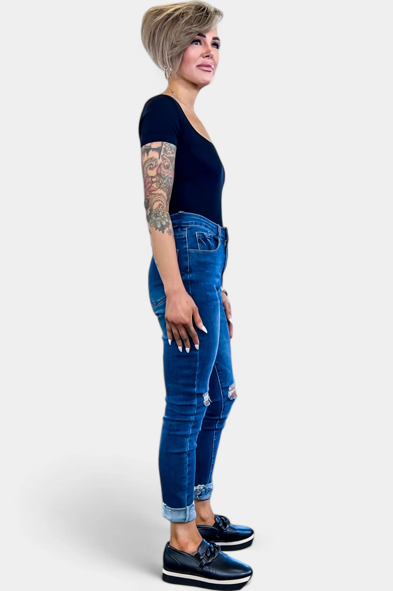 Black Ribbed Square Neck Bodysuit sold by ZZs product image thumbnail 5