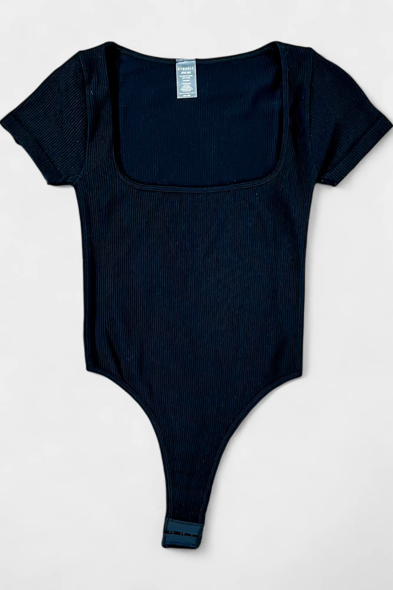 Black Ribbed Square Neck Bodysuit sold by ZZs