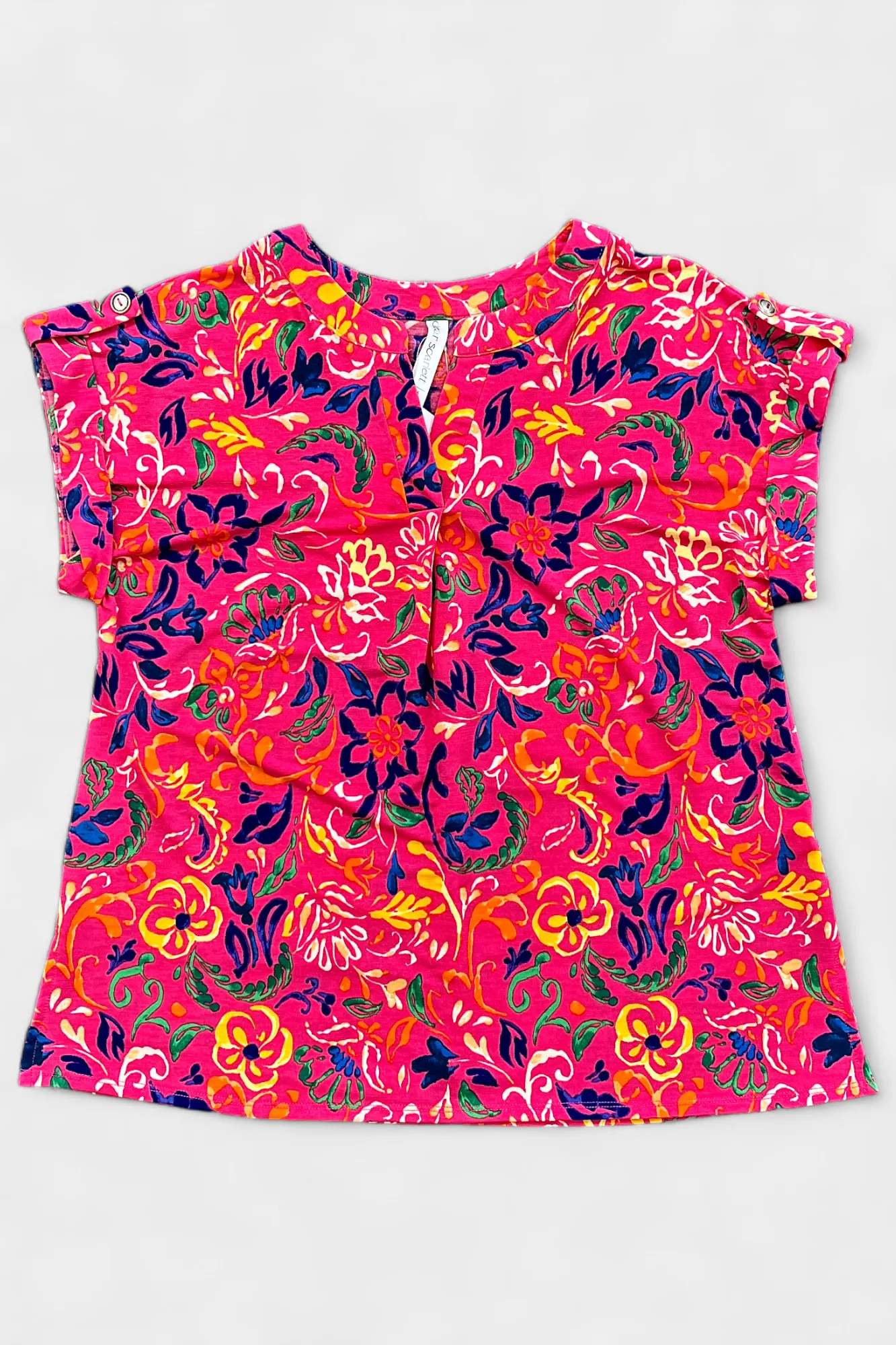 Pink Floral Lizzy Short Sleeve Top sold by ZZs