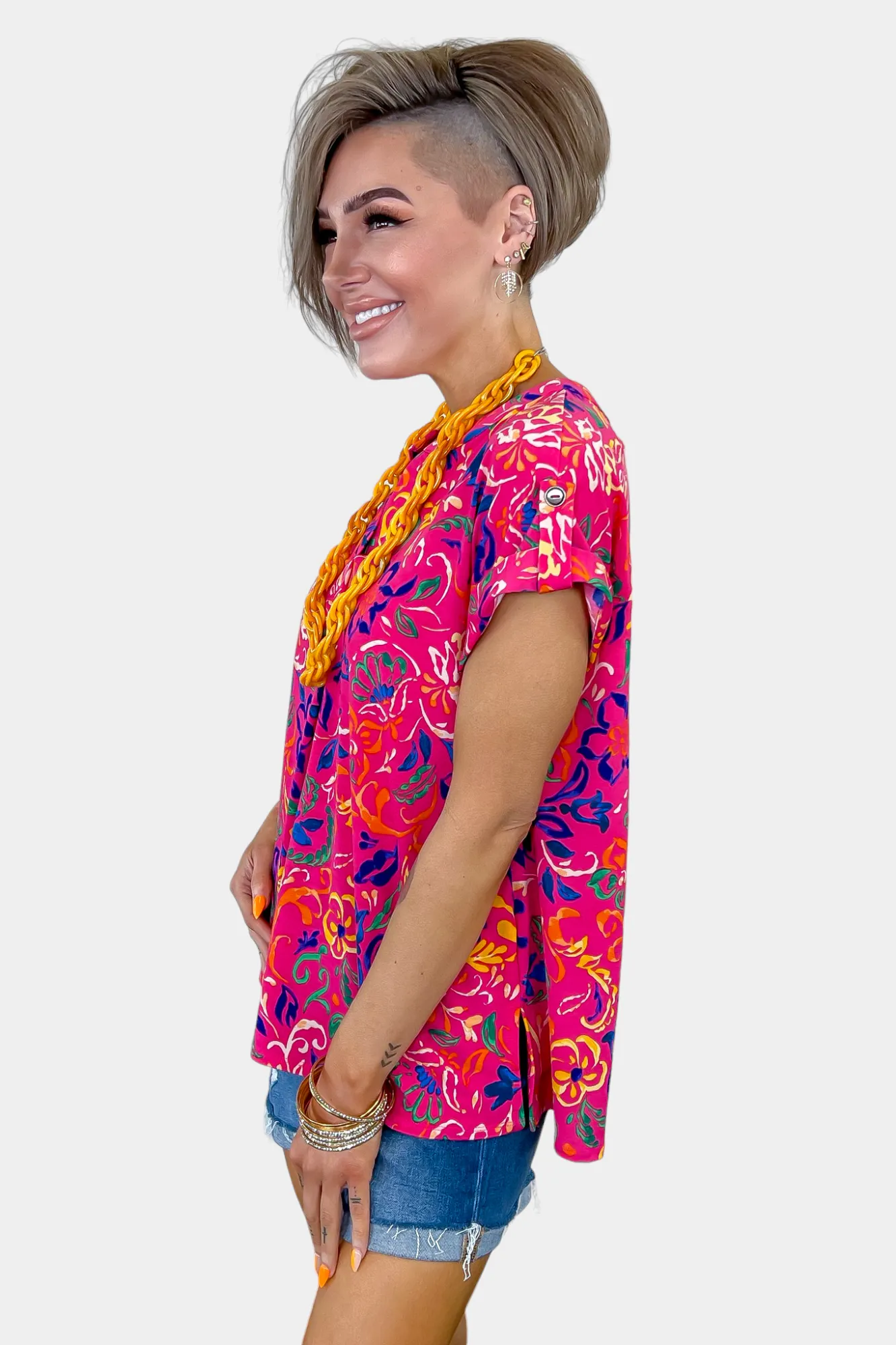 Pink Floral Lizzy Short Sleeve Top sold by ZZs product image thumbnail 4