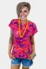 Pink Floral Lizzy Short Sleeve Top sold by ZZs