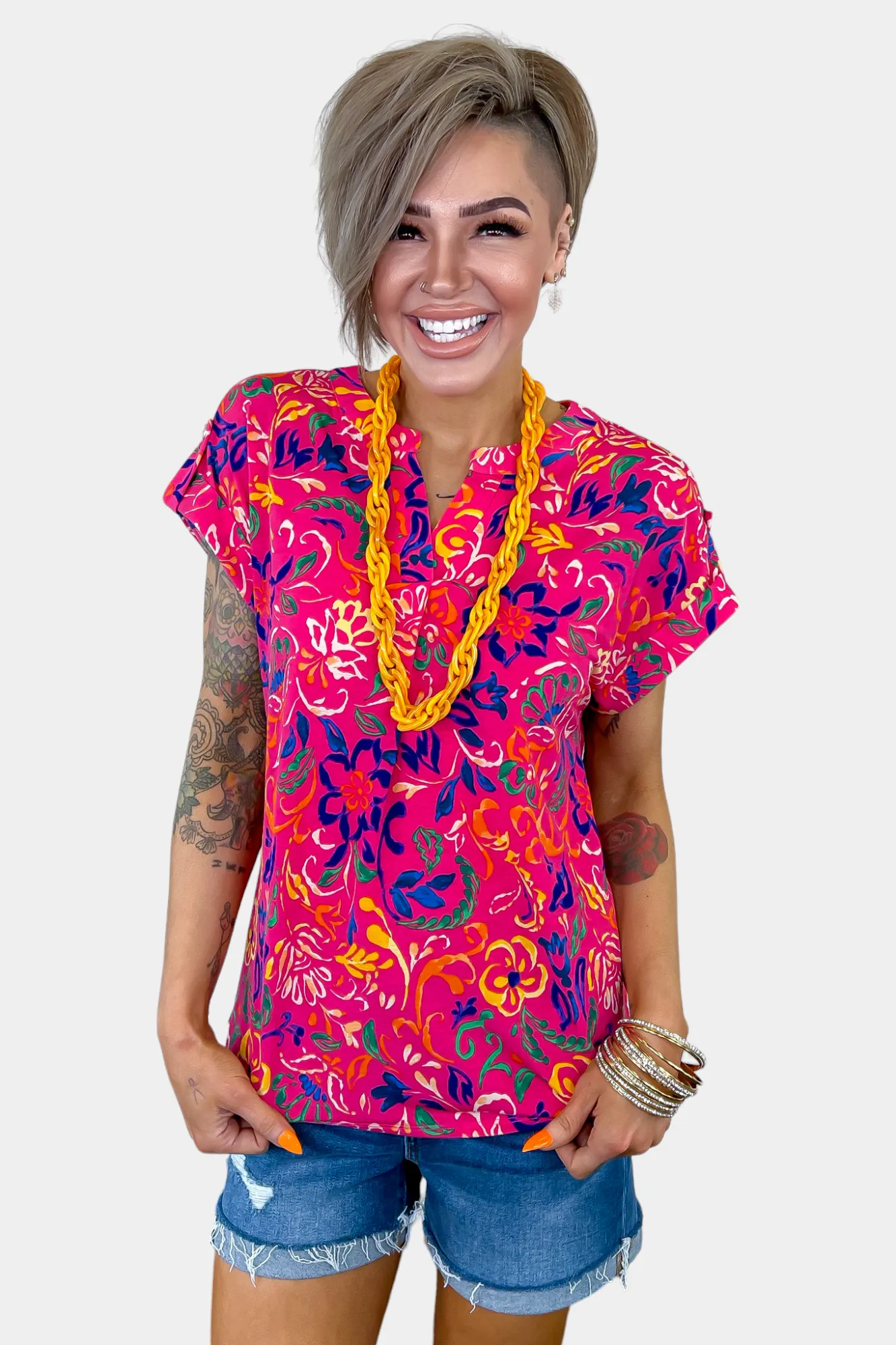 Pink Floral Lizzy Short Sleeve Top sold by ZZs product image thumbnail 2