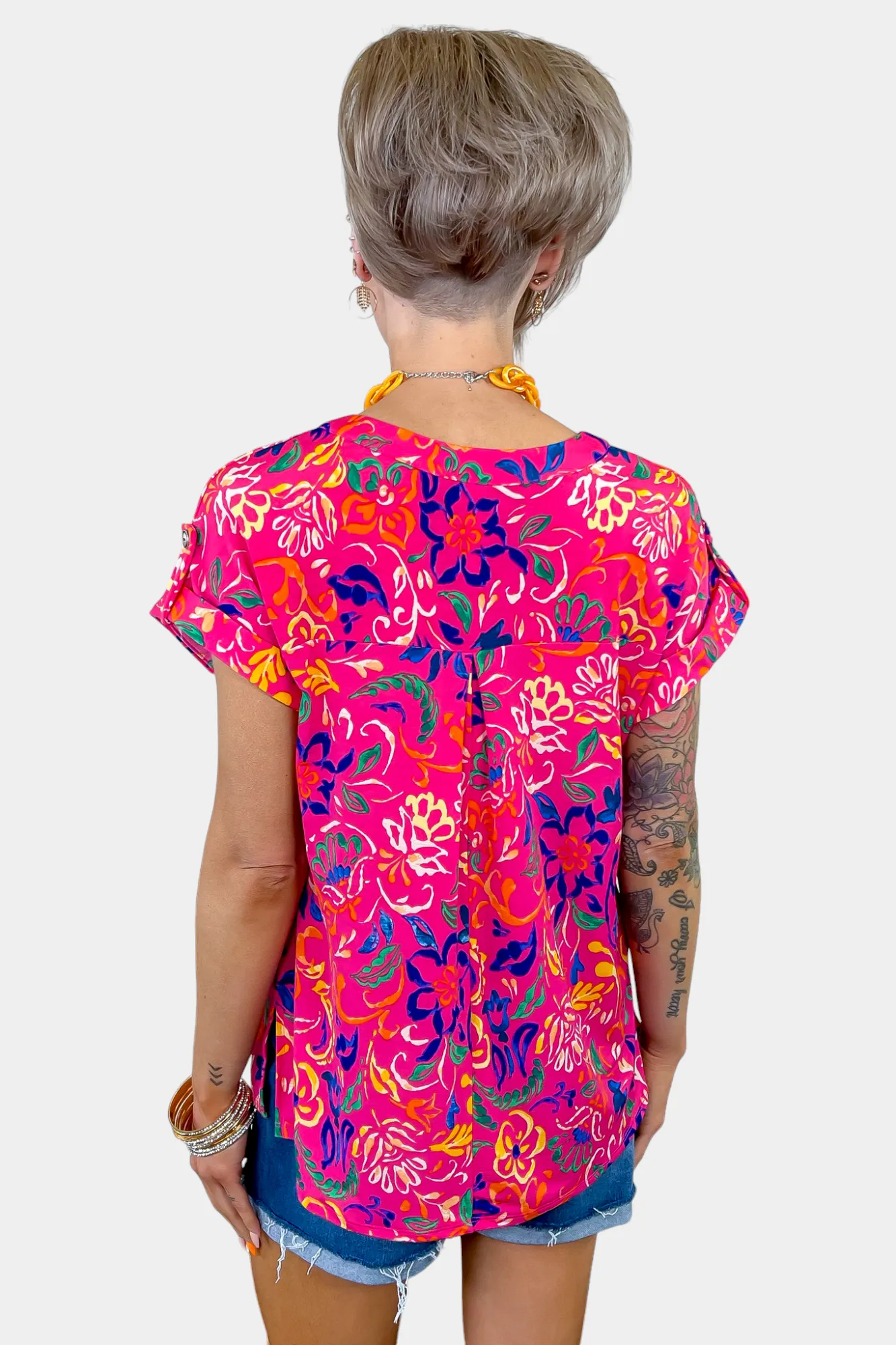 Pink Floral Lizzy Short Sleeve Top sold by ZZs product image thumbnail 5