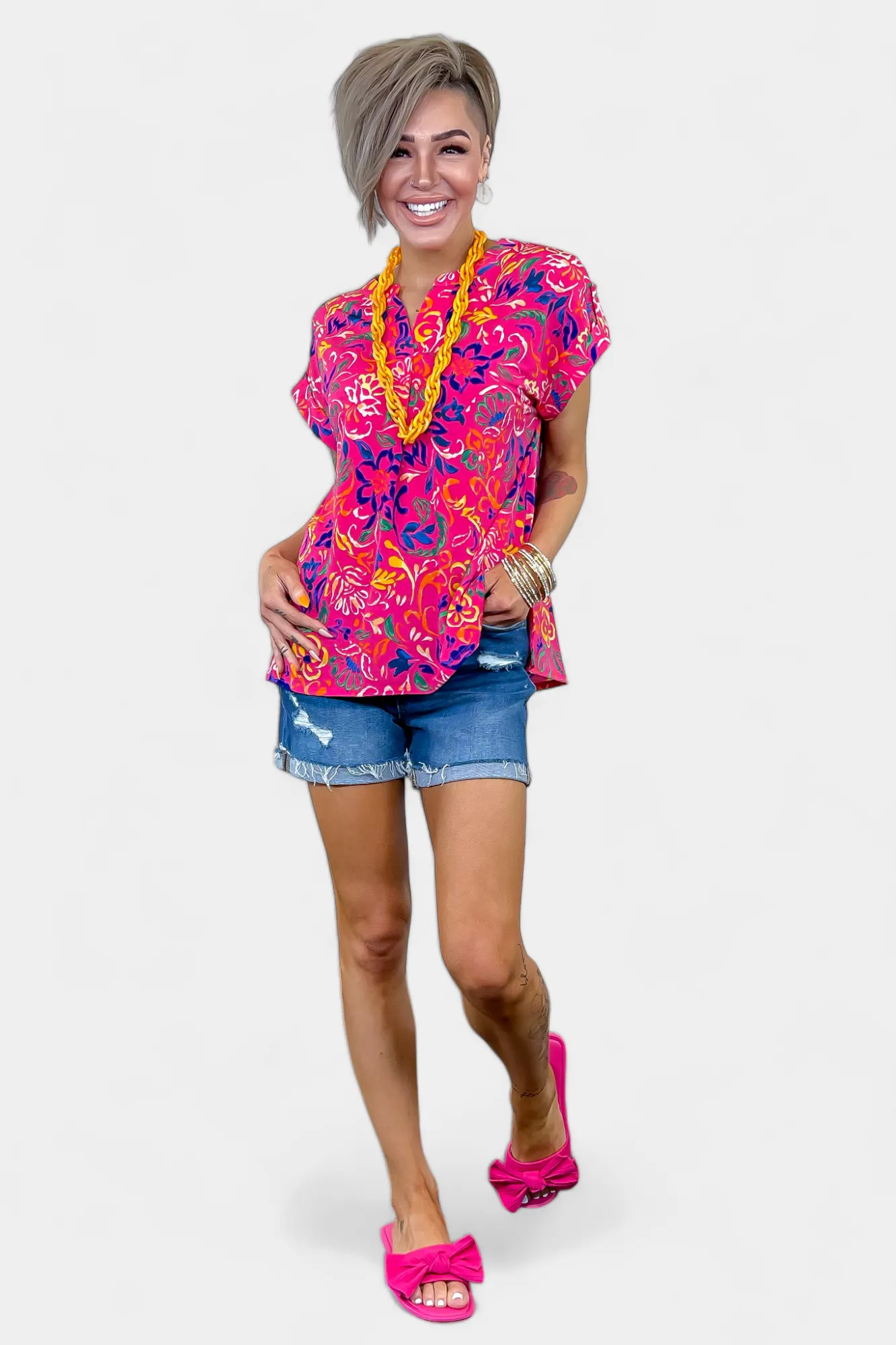 Pink Floral Lizzy Short Sleeve Top sold by ZZs product image thumbnail 3