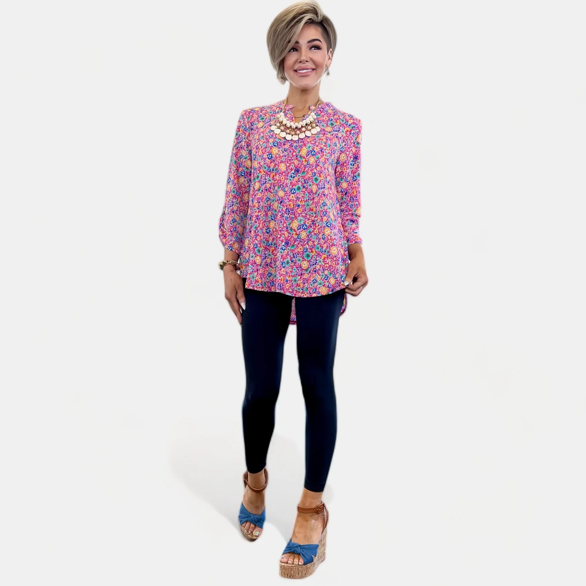 Hot Pink Floral Lizzy Top sold by ZZs product image thumbnail 3