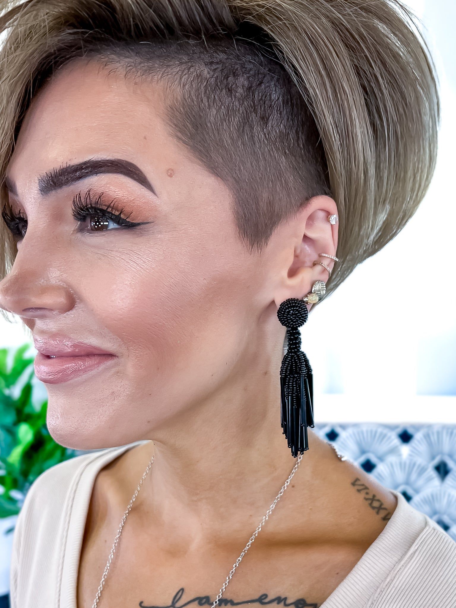 Black Beaded Tassel Earrings sold by ZZs product image thumbnail 2