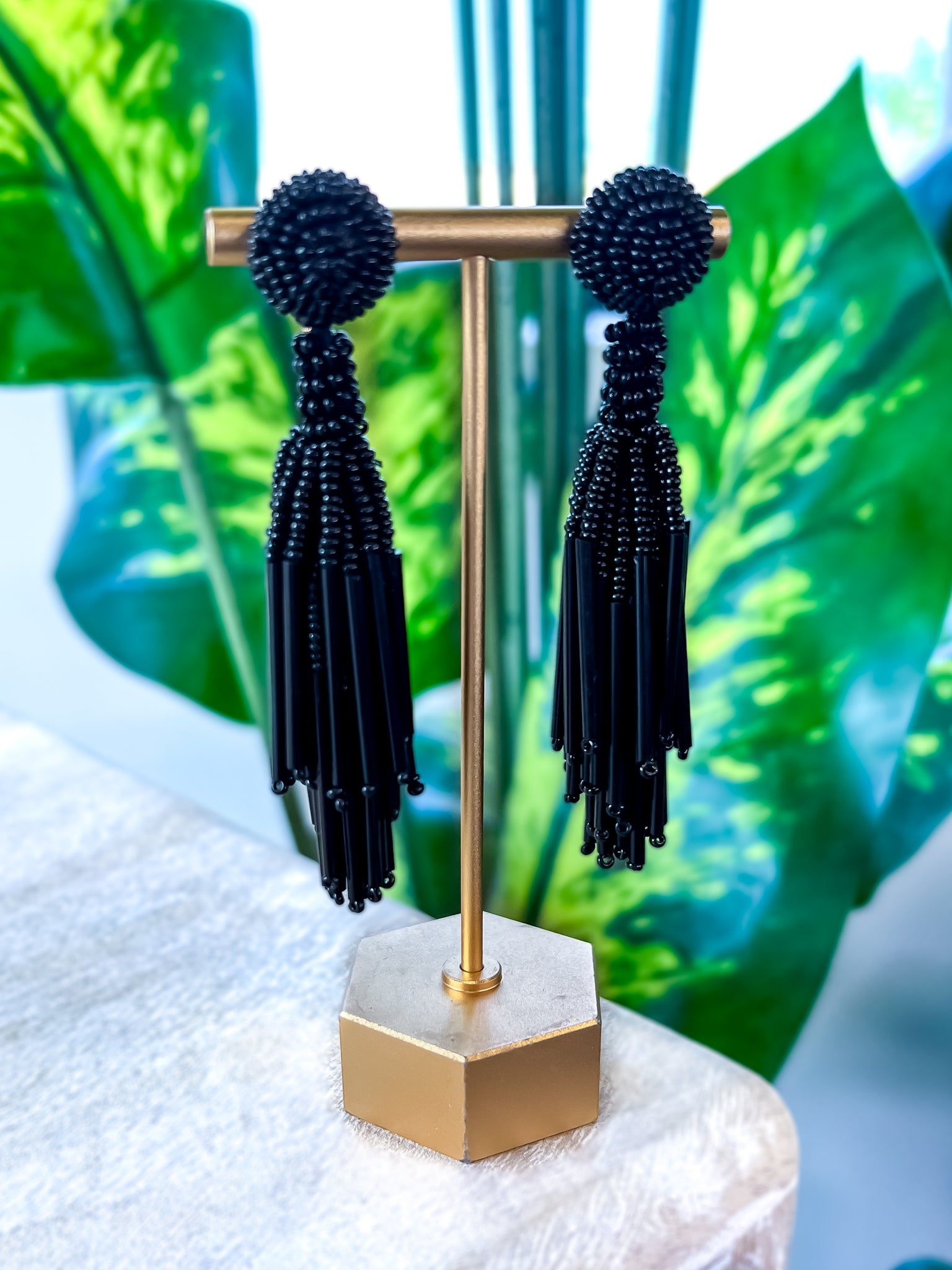 Black Beaded Tassel Earrings sold by ZZs product image thumbnail 3