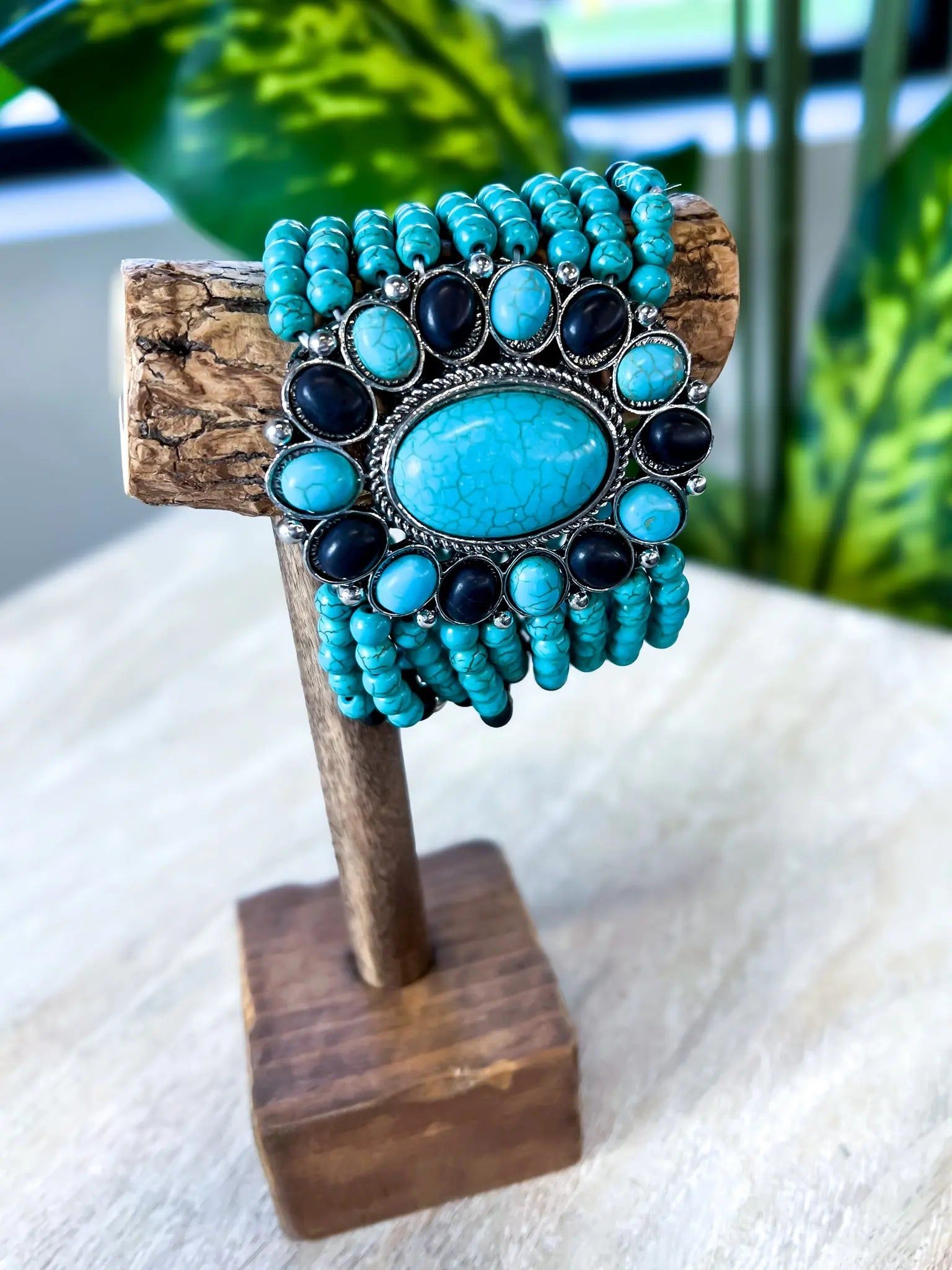 Turquoise Oval Bead Stretch Bracelet sold by ZZs product image thumbnail 3