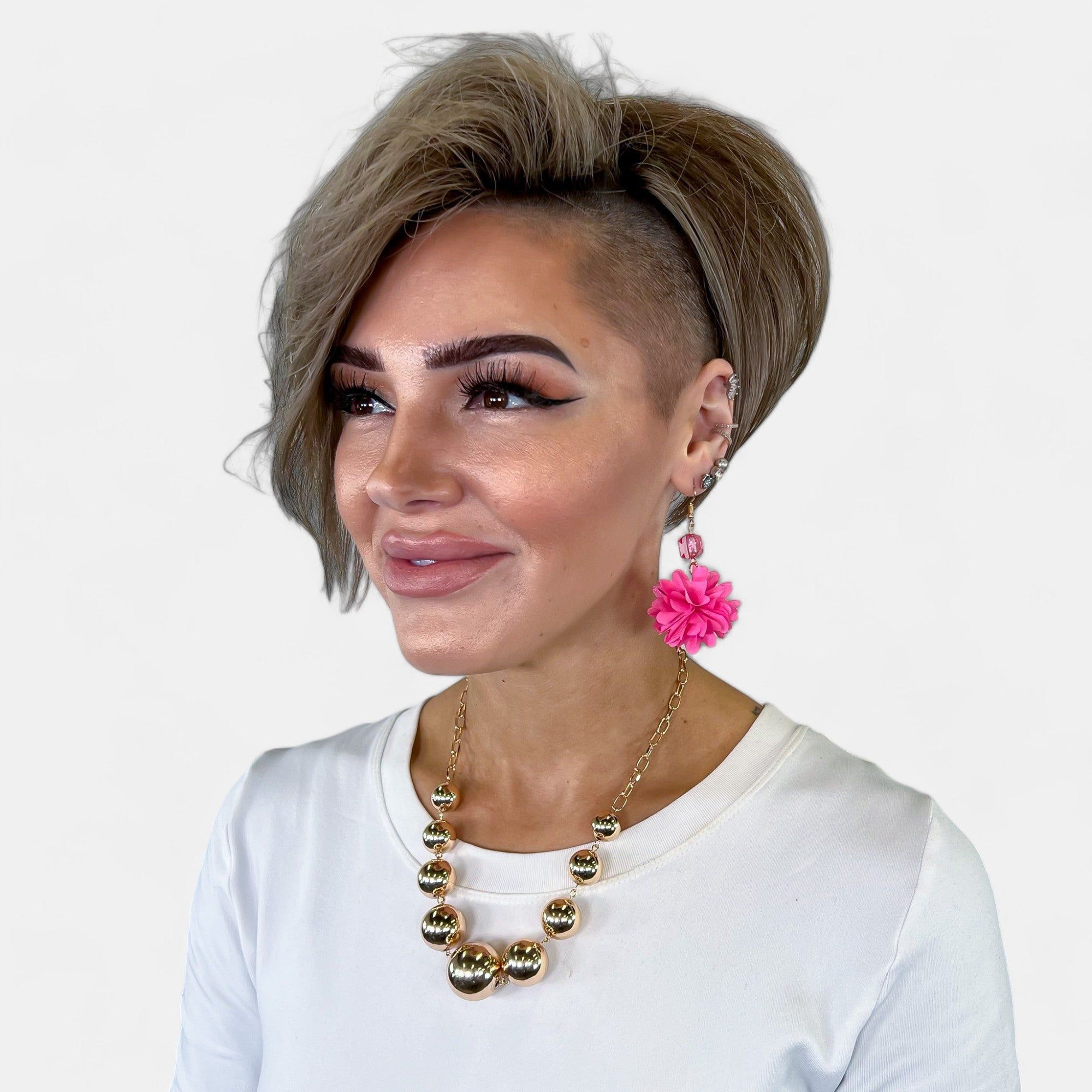 Hot Pink Petal Flower Dangle Earrings sold by ZZs product image thumbnail 4