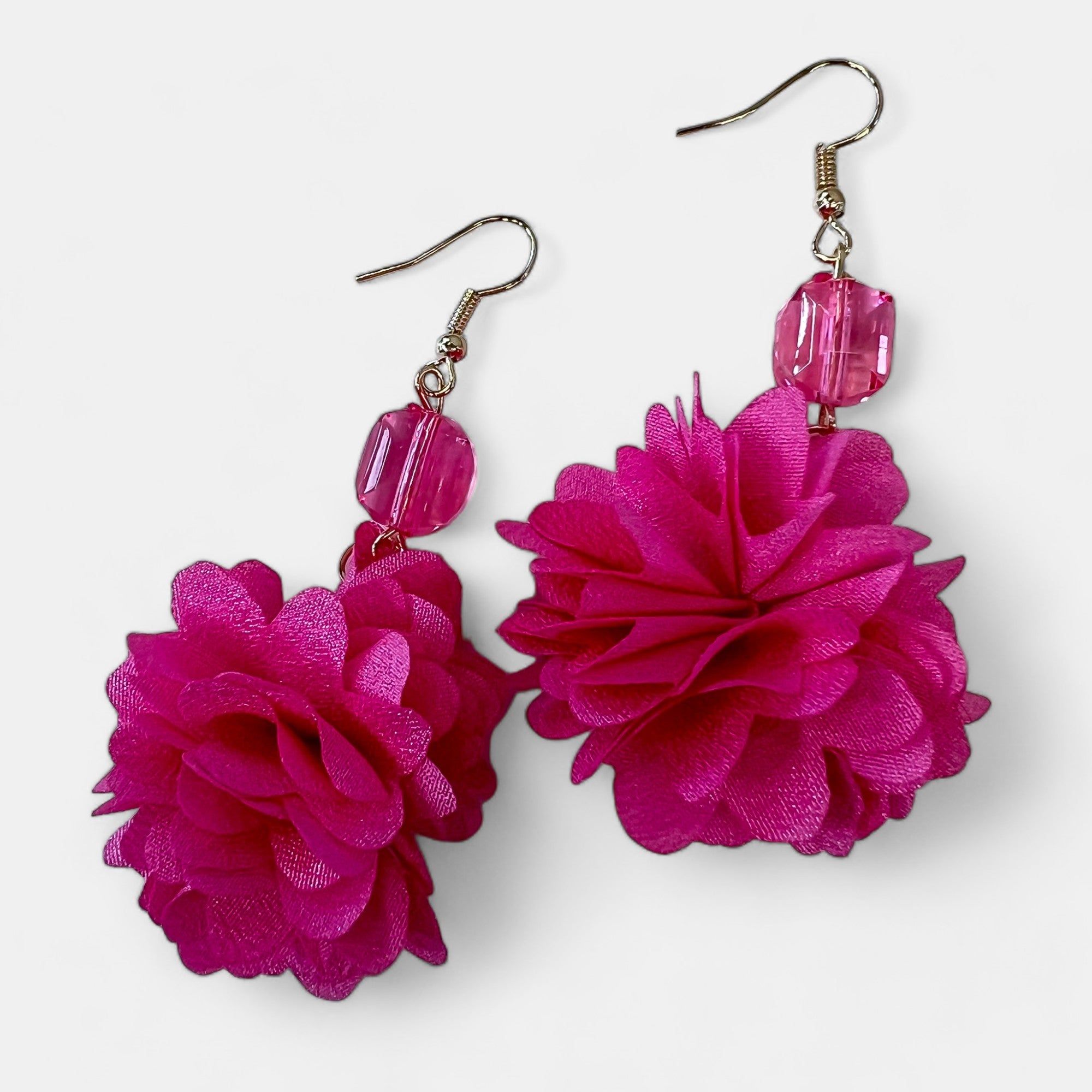 Hot Pink Petal Flower Dangle Earrings sold by ZZs product image thumbnail 3