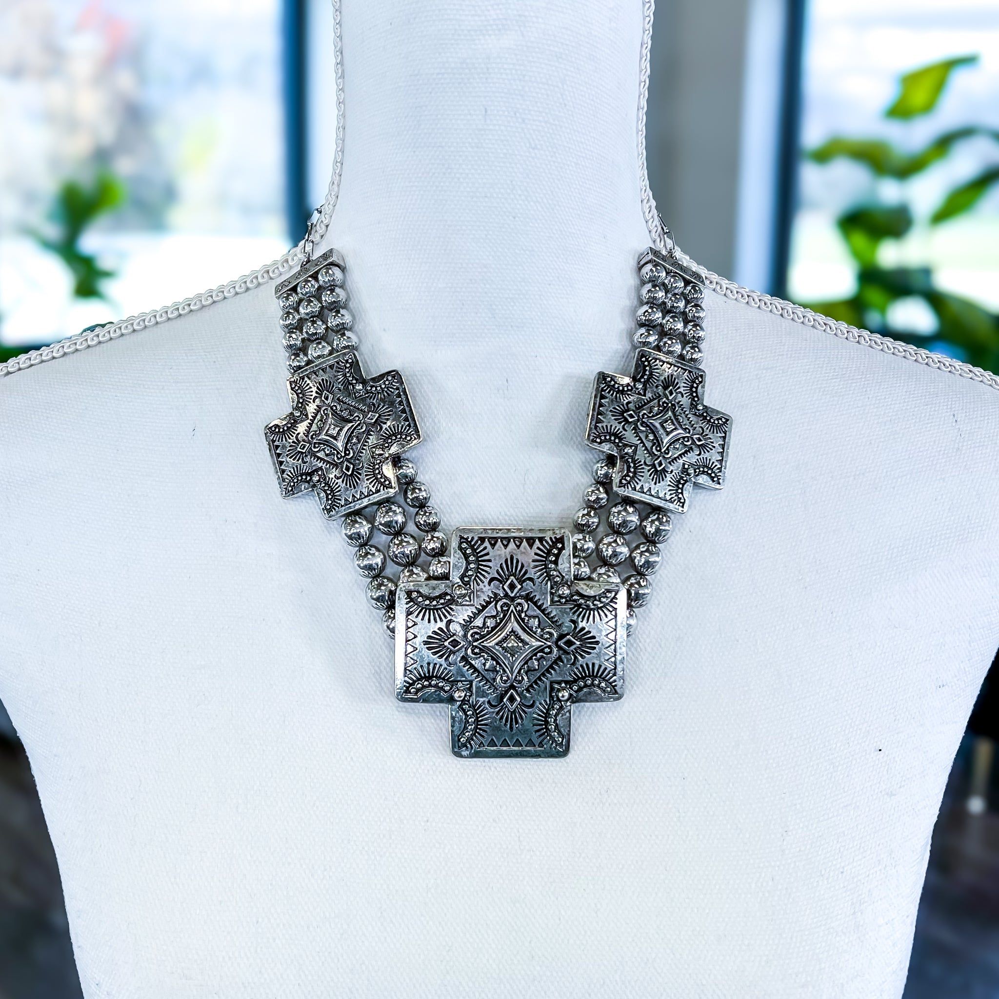 Silver Cross Statement Necklace Set sold by ZZs product image thumbnail 2