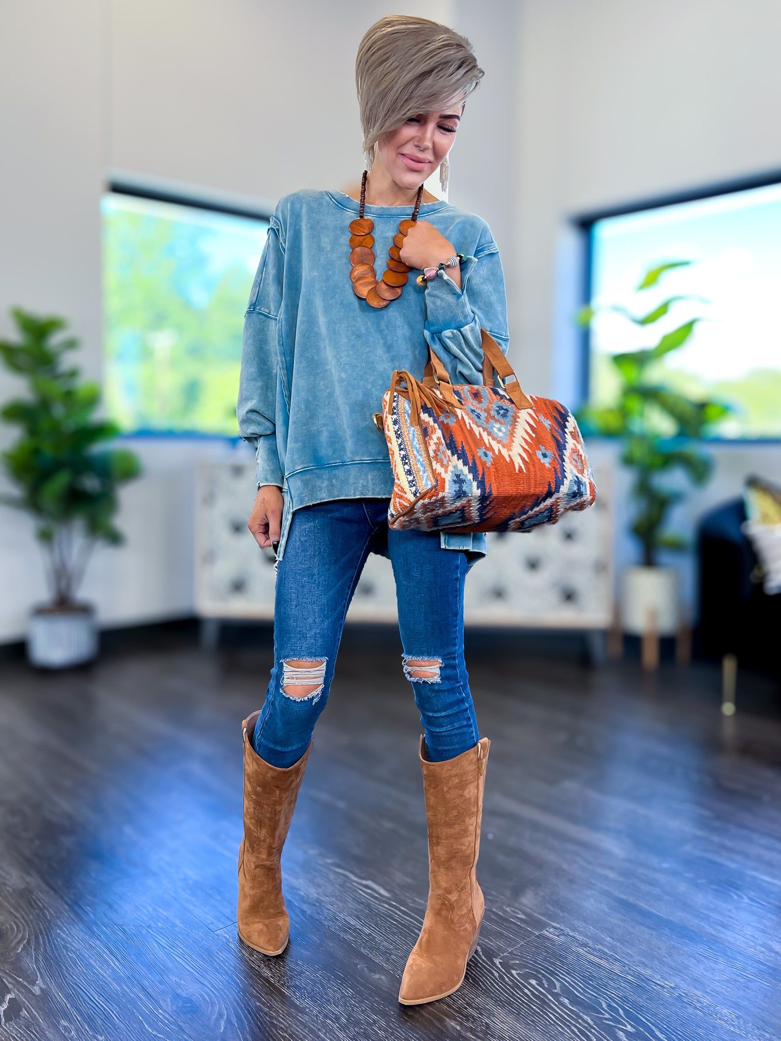 Acid Wash Sweatshirt | Teal sold by ZZs product image thumbnail 2