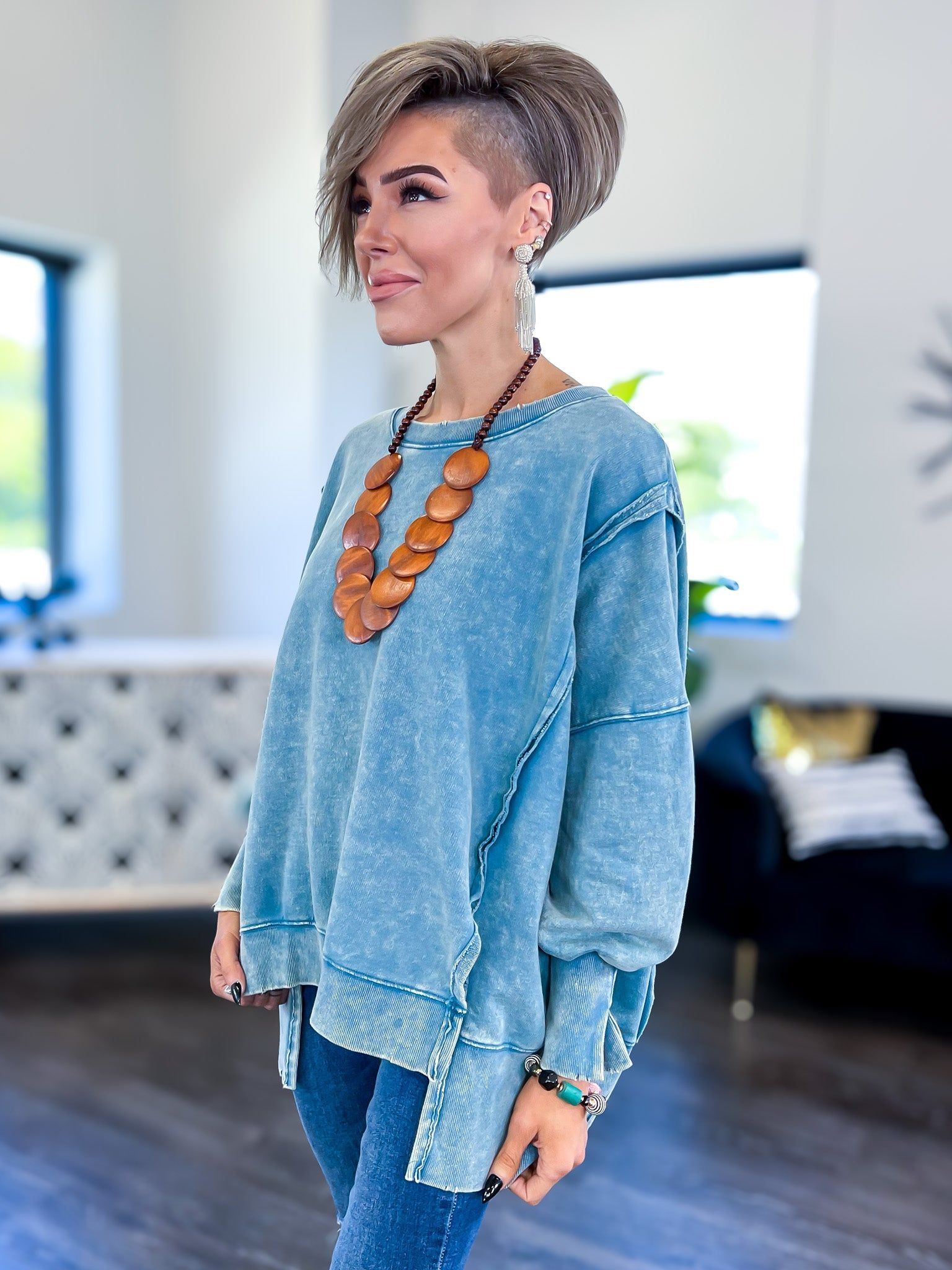 Acid Wash Sweatshirt | Teal sold by ZZs product image thumbnail 4