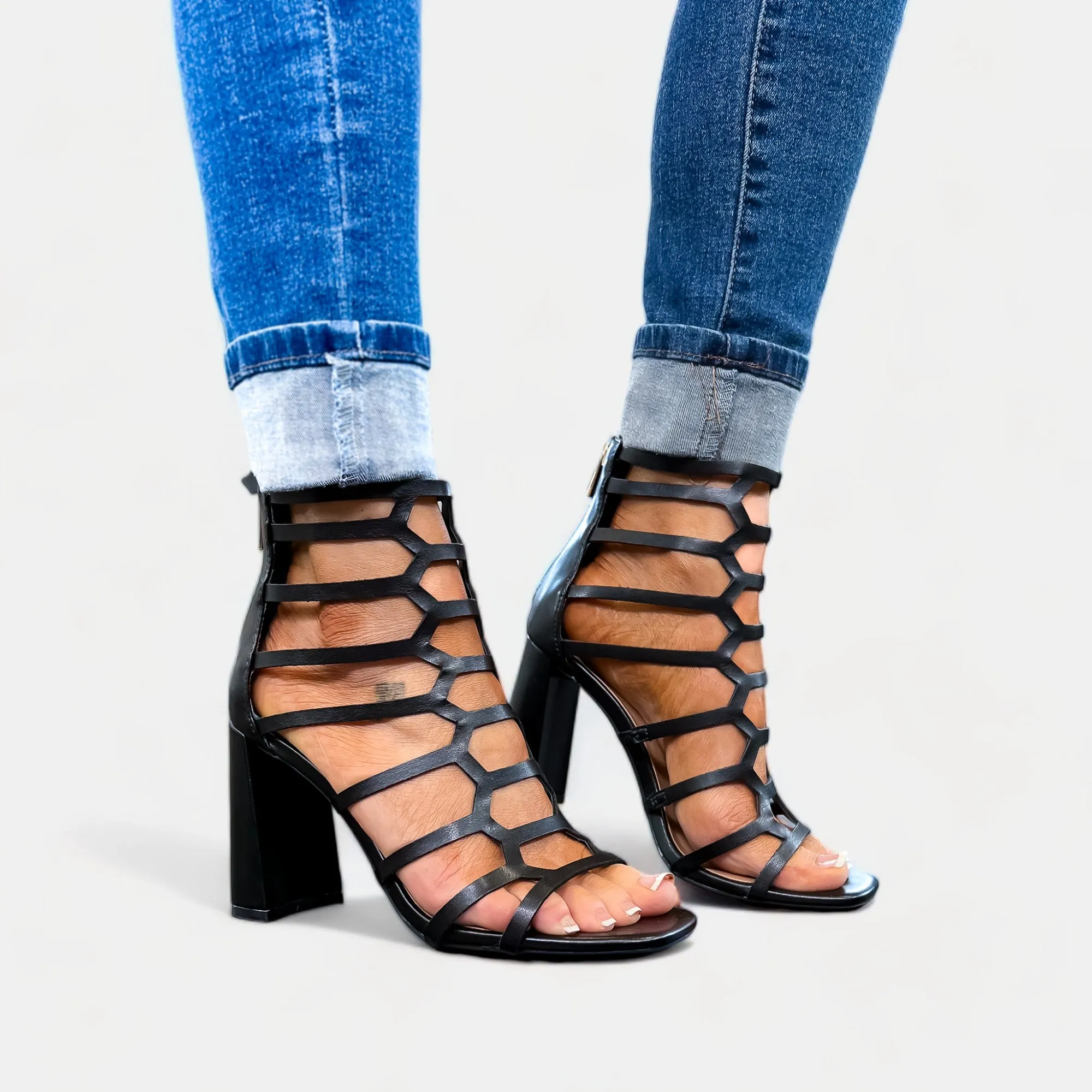 Black Strappy Gladiator Heels sold by ZZs product image thumbnail 5