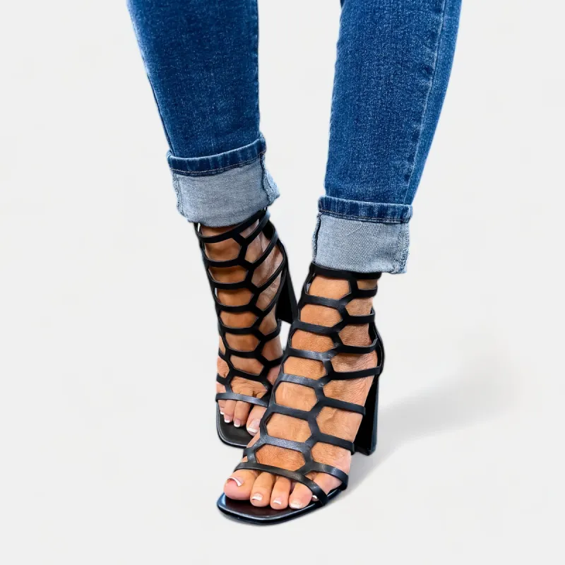 Black Strappy Gladiator Heels sold by ZZs