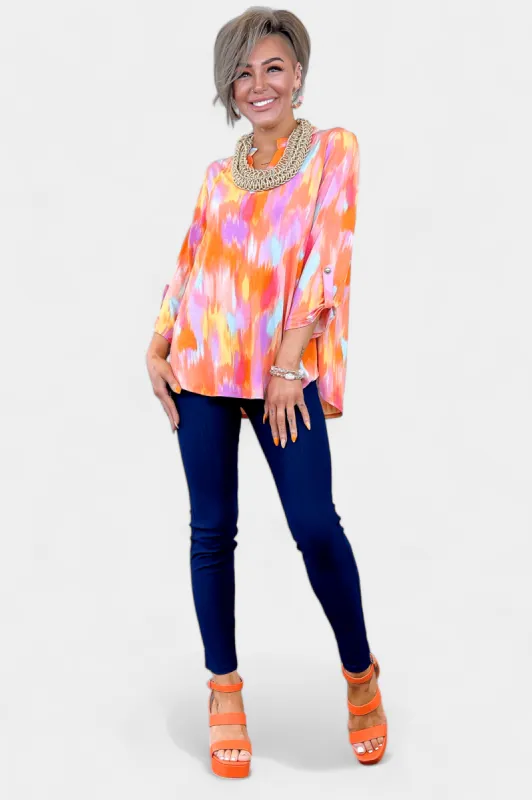 Apricot Watercolor Lizzy Top sold by ZZs