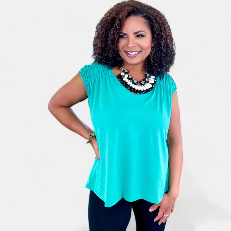 Emerald V Neck Tie Back Top sold by ZZs