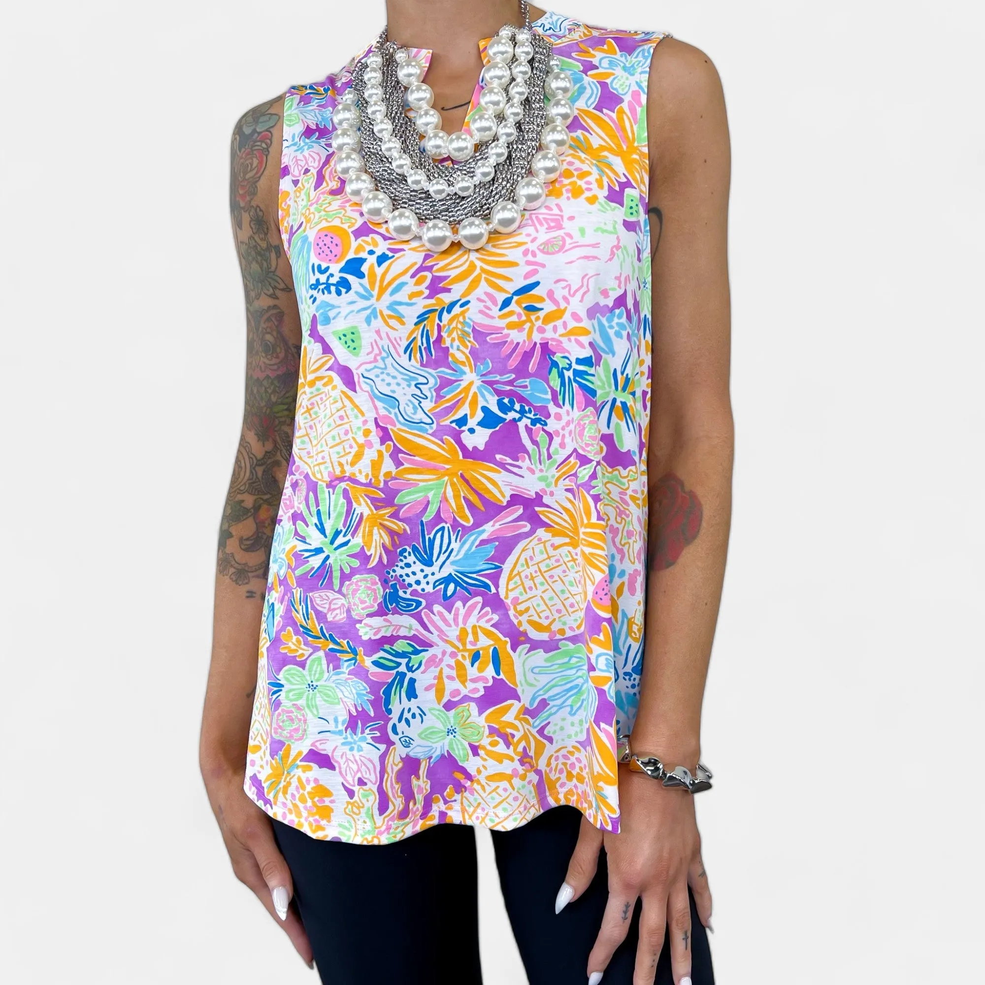 Magenta Multi Tropical Lizzy Tank Top sold by ZZs product image thumbnail 4