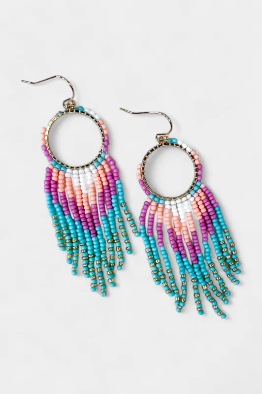 Turquoise Beaded Tassel Earrings sold by ZZs