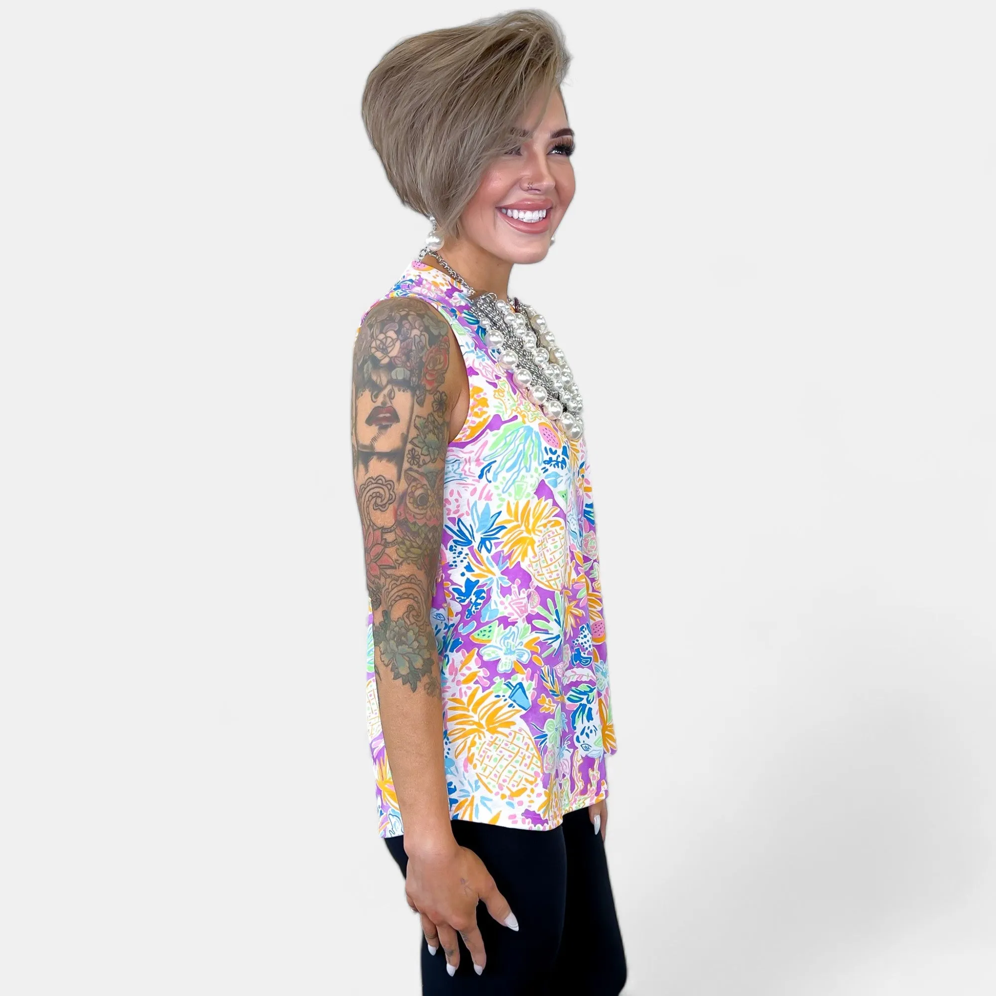 Magenta Multi Tropical Lizzy Tank Top sold by ZZs product image thumbnail 5