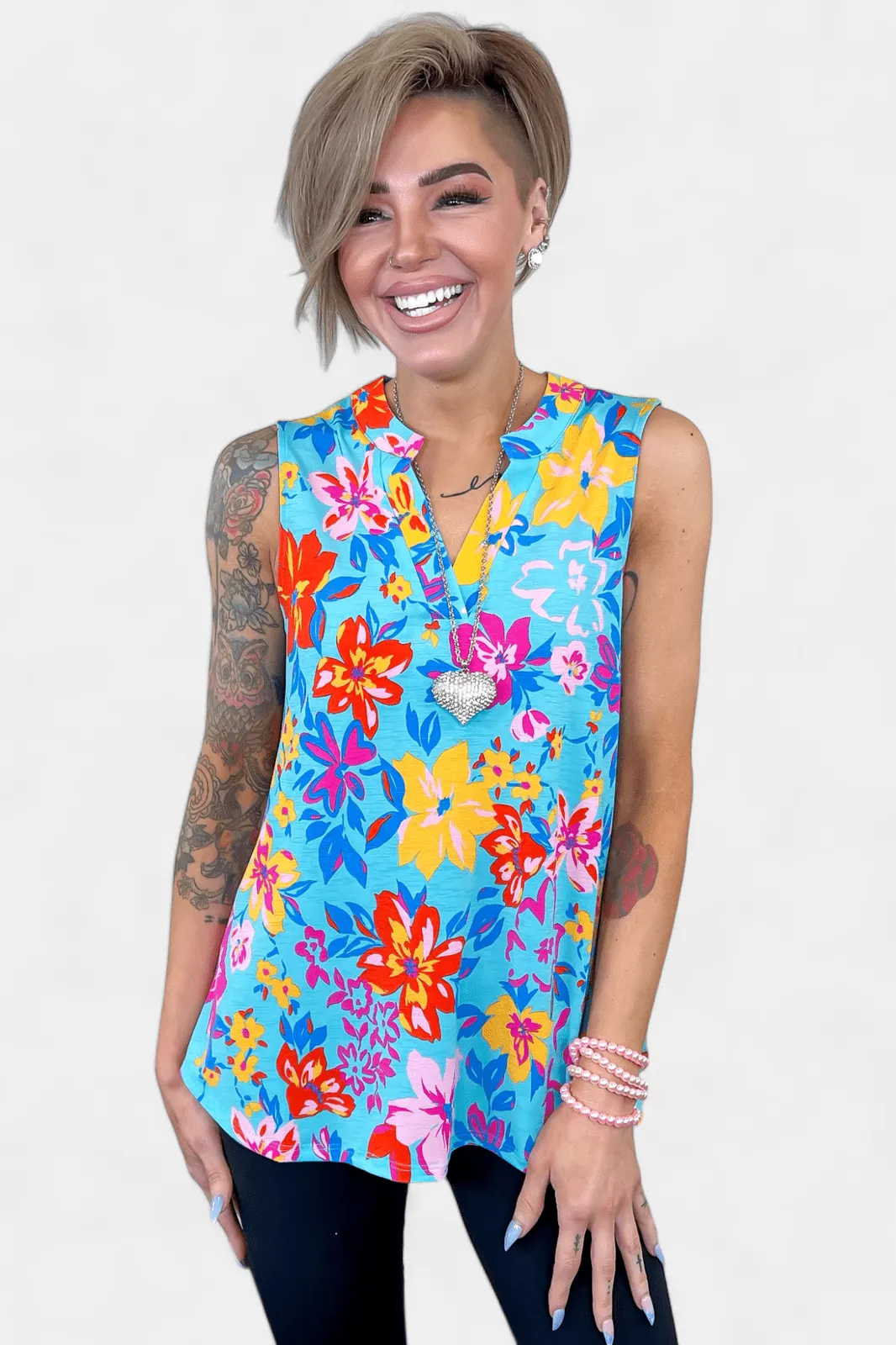 Blue Floral Lizzy Tank Top sold by ZZs
