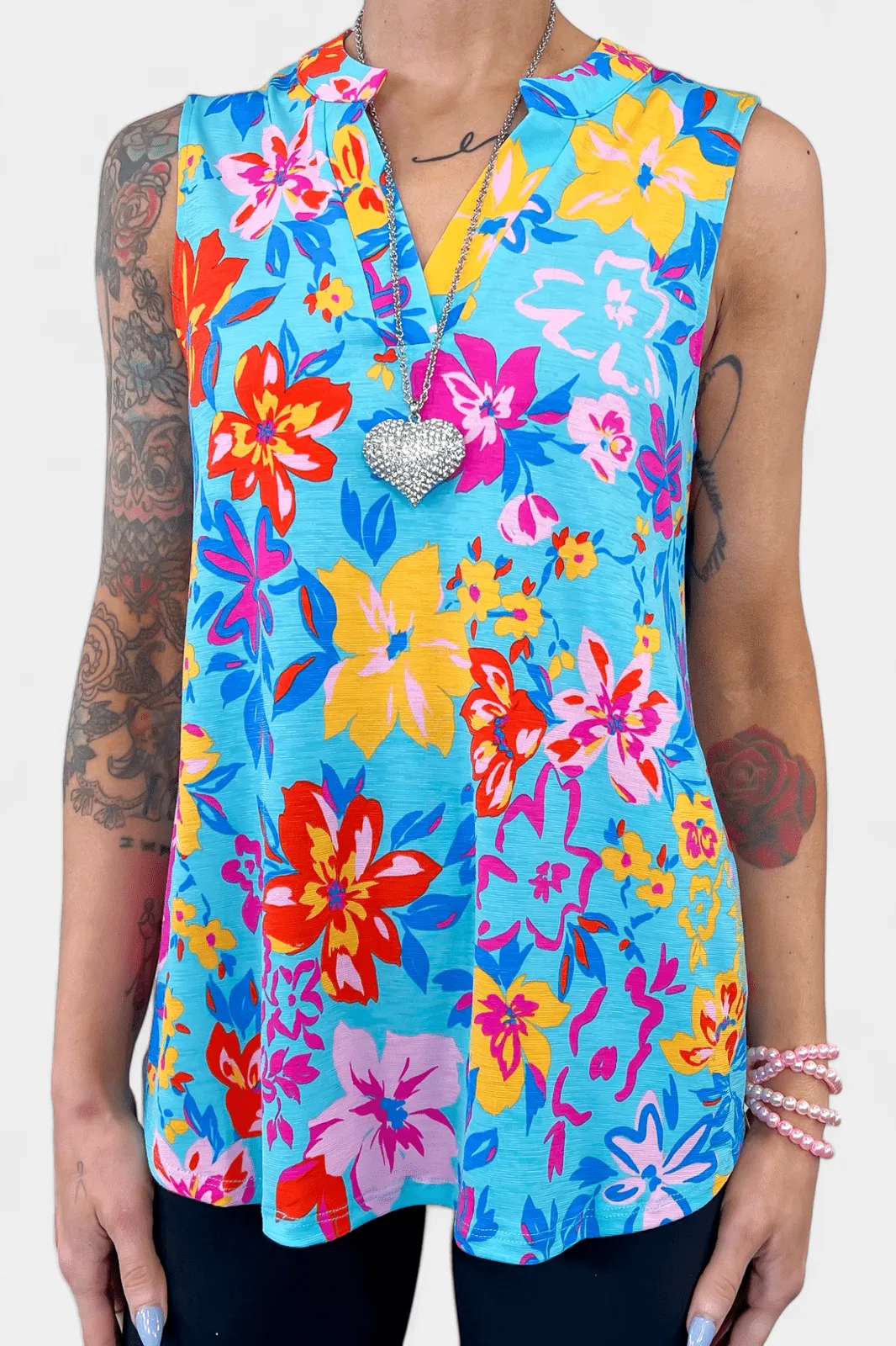 Blue Floral Lizzy Tank Top sold by ZZs product image thumbnail 3