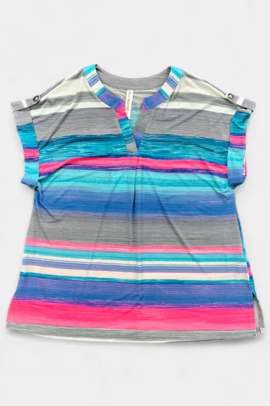 Multi Stripe Lizzy Short Sleeve Top sold by ZZs