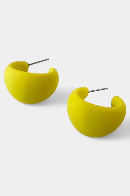 Yellow Matte Hoop Earrings sold by ZZs