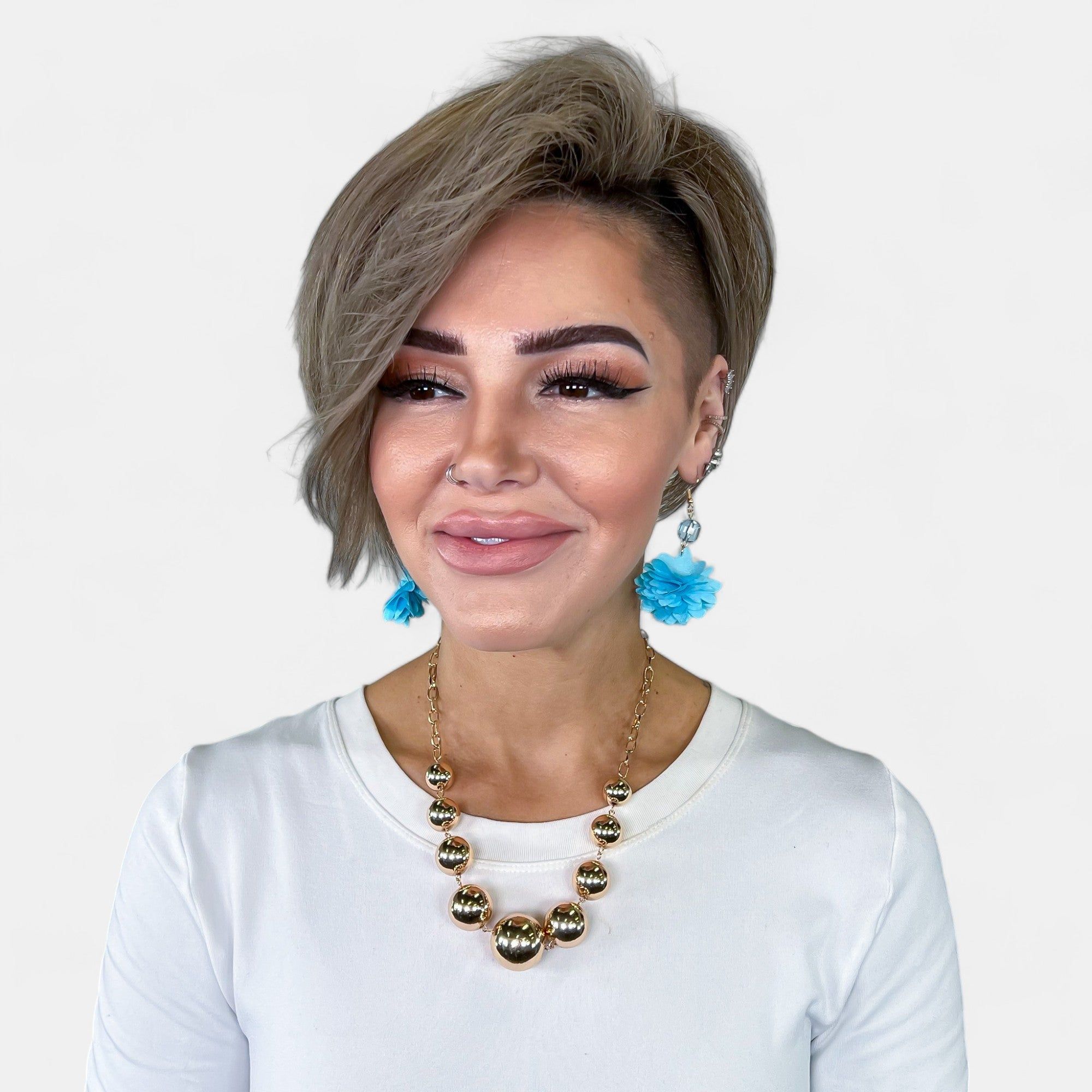 Blue Petal Flower Dangle Earrings sold by ZZs product image thumbnail 4