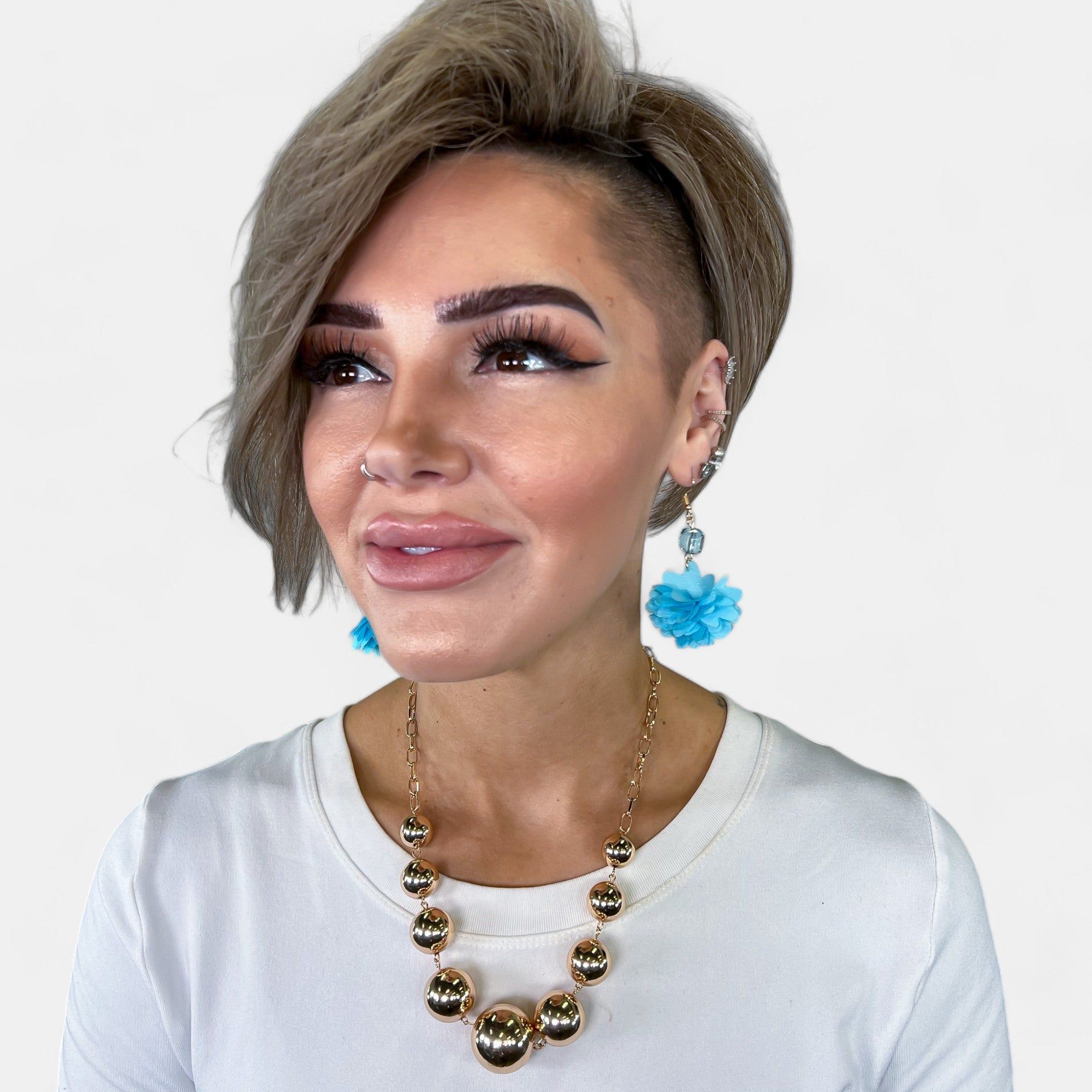 Blue Petal Flower Dangle Earrings sold by ZZs product image thumbnail 2