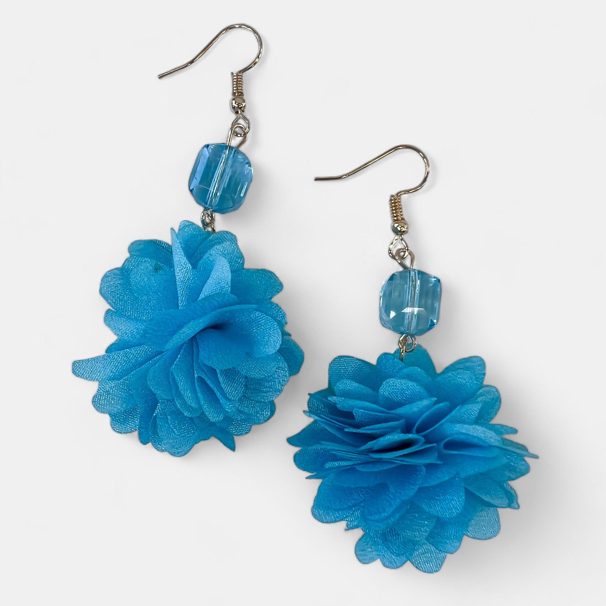 Blue Petal Flower Dangle Earrings sold by ZZs