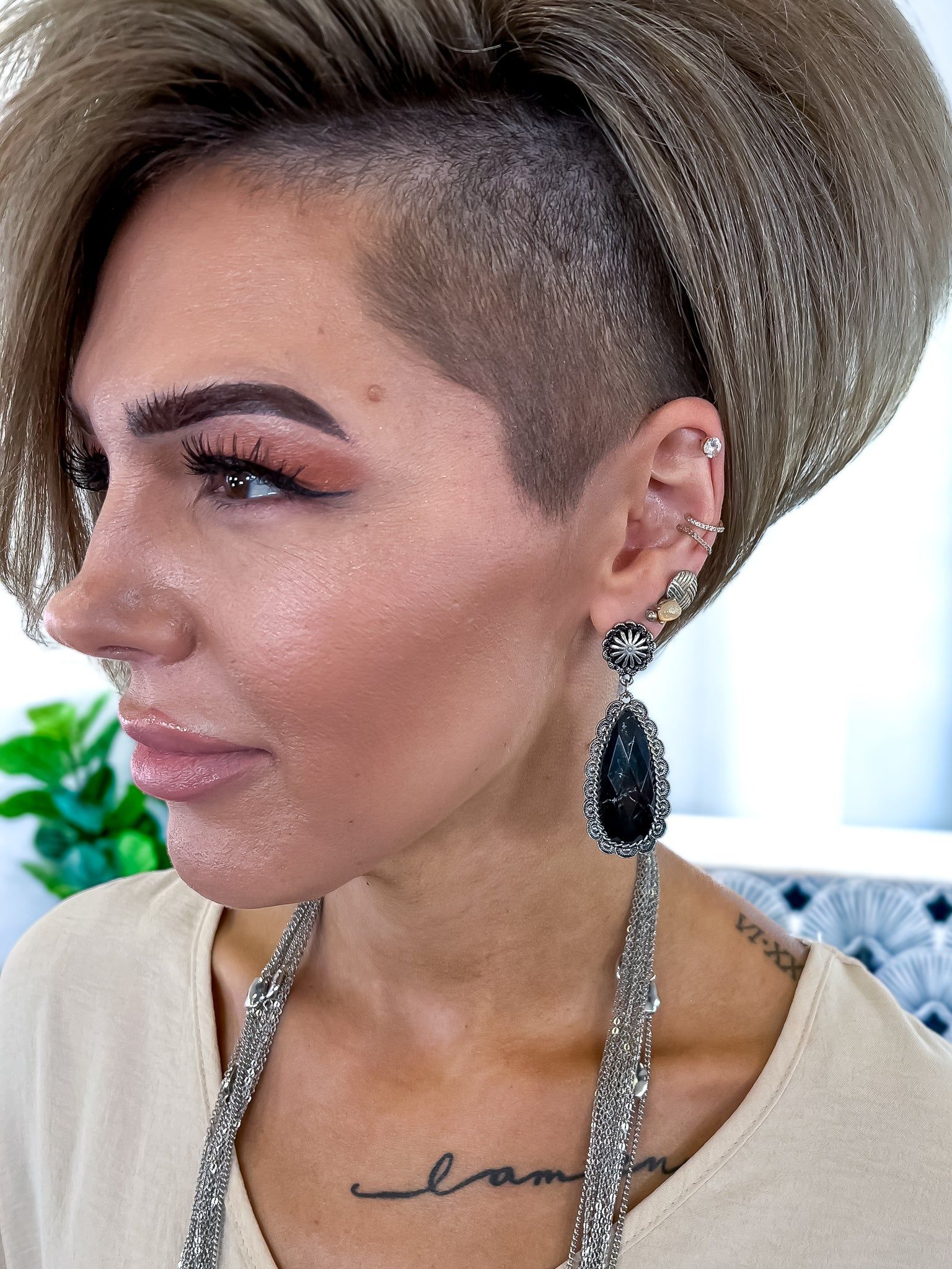 Resin Stone Earrings | Black sold by ZZs product image thumbnail 4