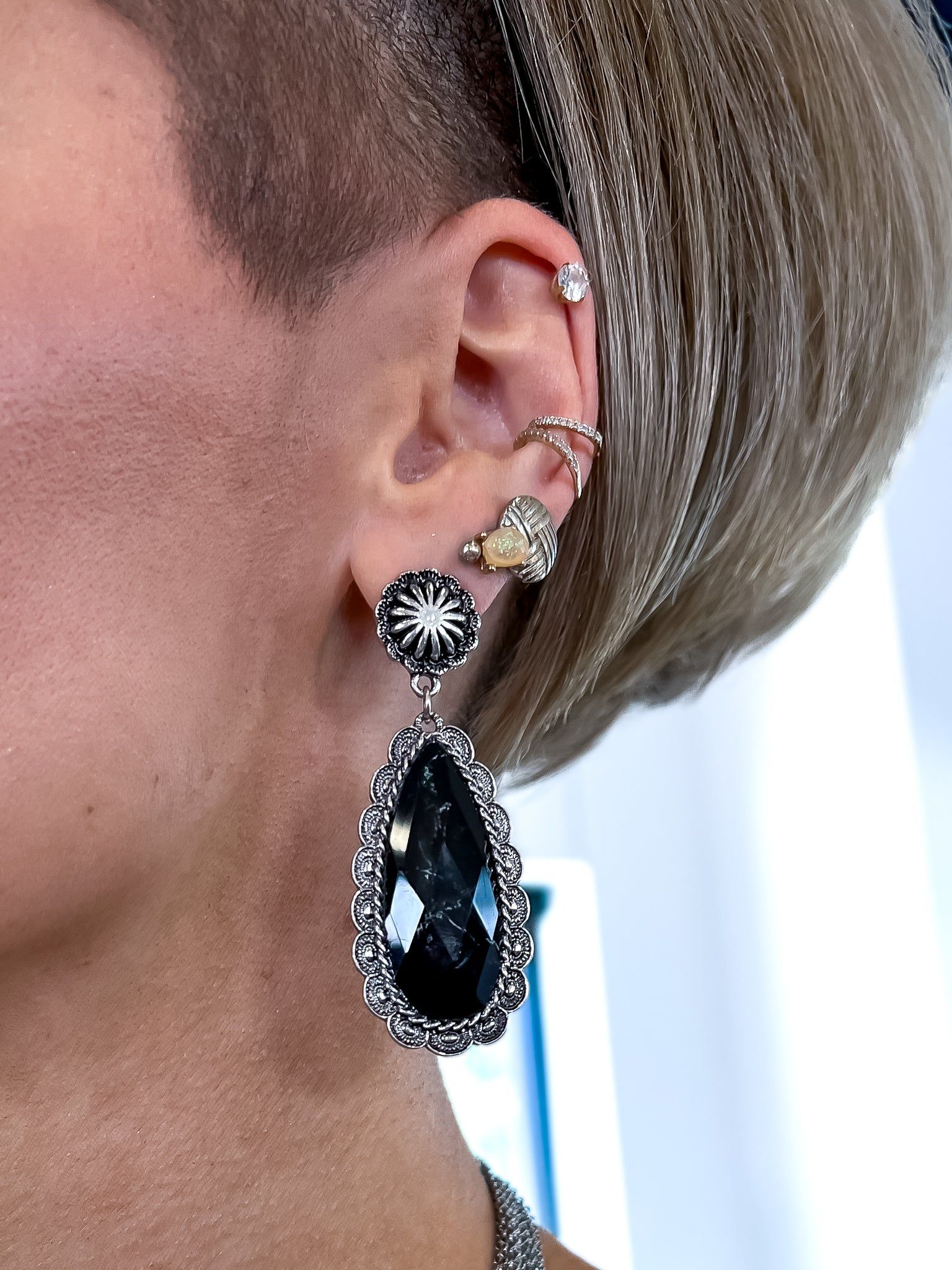 Resin Stone Earrings | Black sold by ZZs product image thumbnail 2