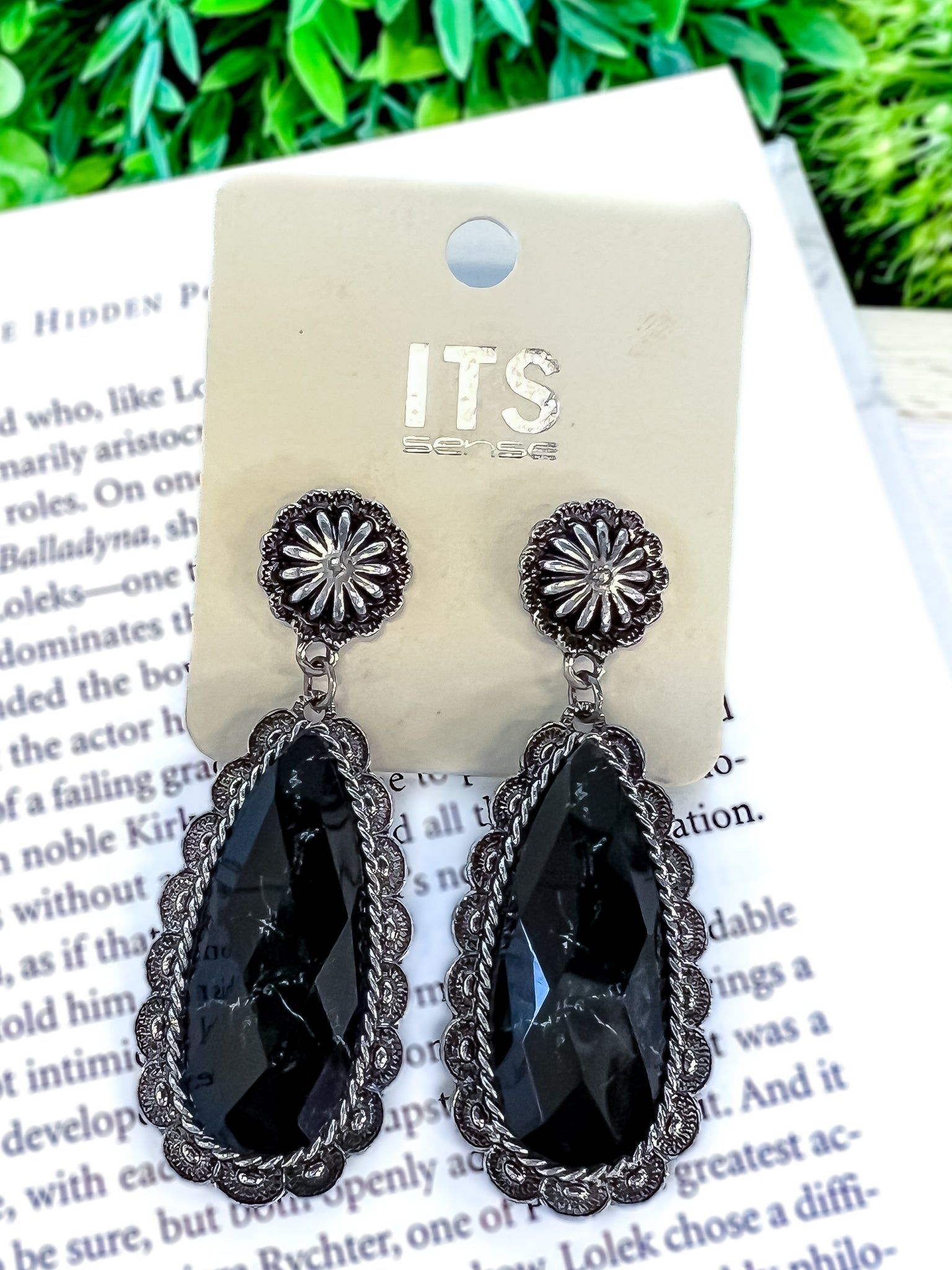 Resin Stone Earrings | Black sold by ZZs product image thumbnail 3