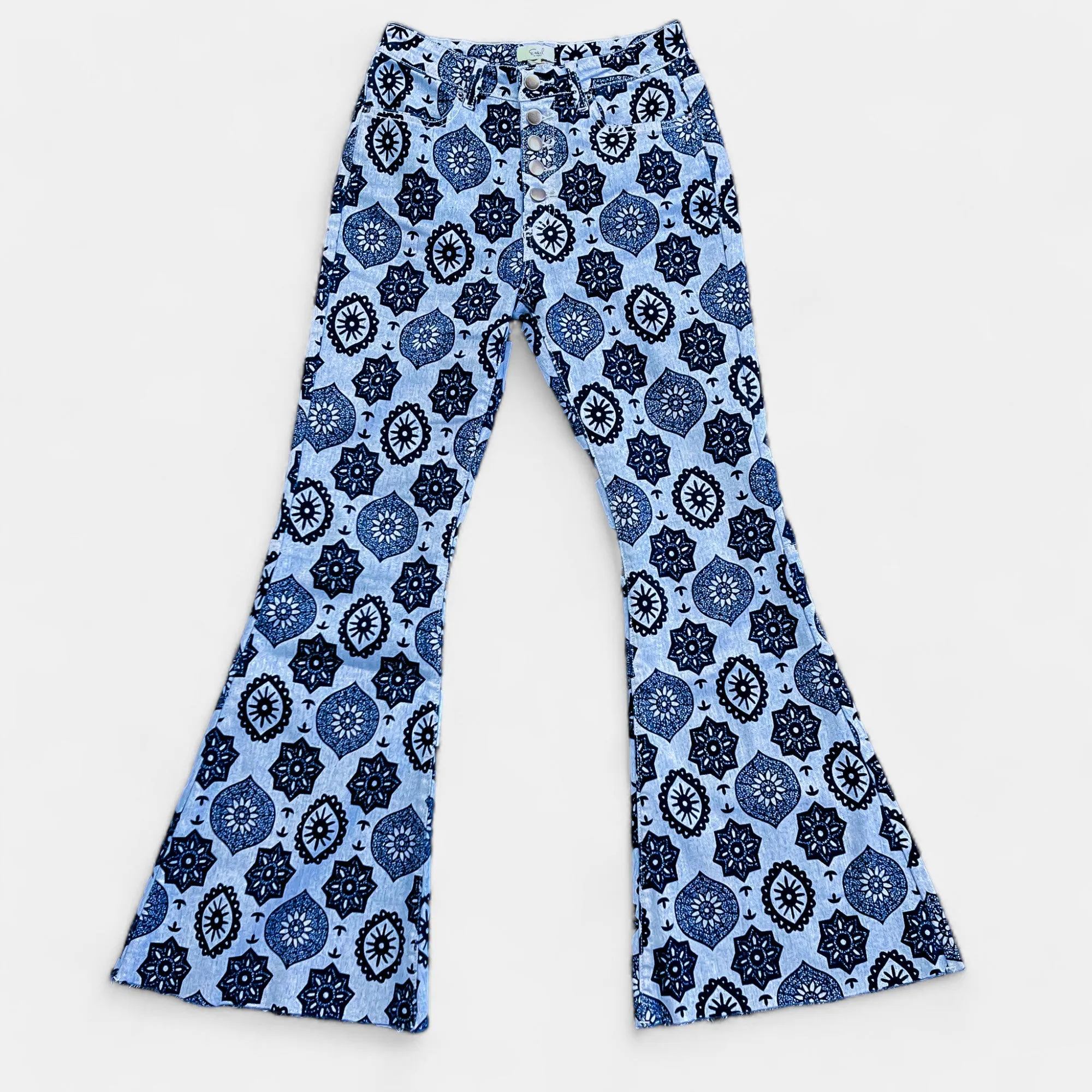 Washed Denim Bell Bottom Jeans sold by ZZs