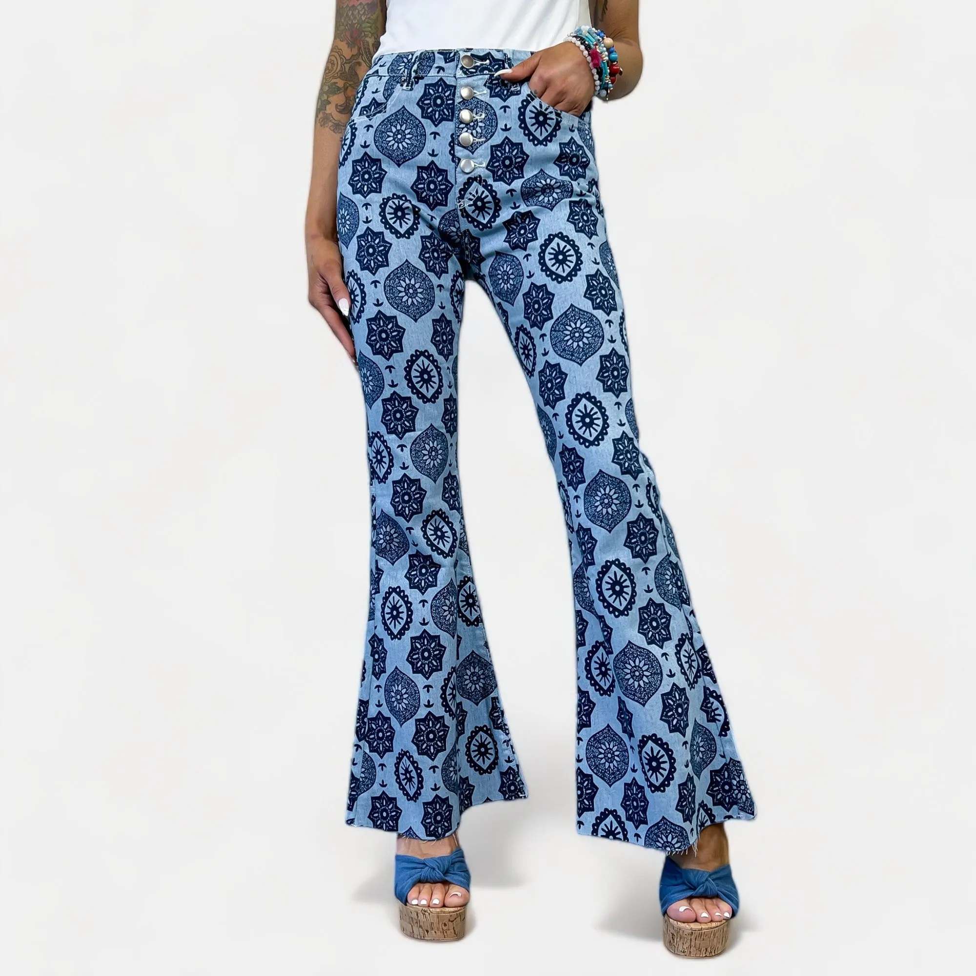 Washed Denim Bell Bottom Jeans sold by ZZs product image thumbnail 2