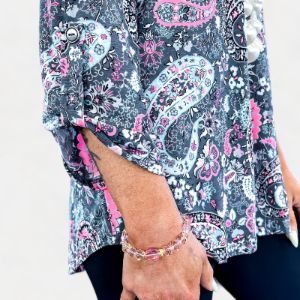 Grey Paisley Lizzy Top sold by ZZs