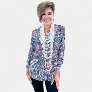 Grey Paisley Lizzy Top sold by ZZs