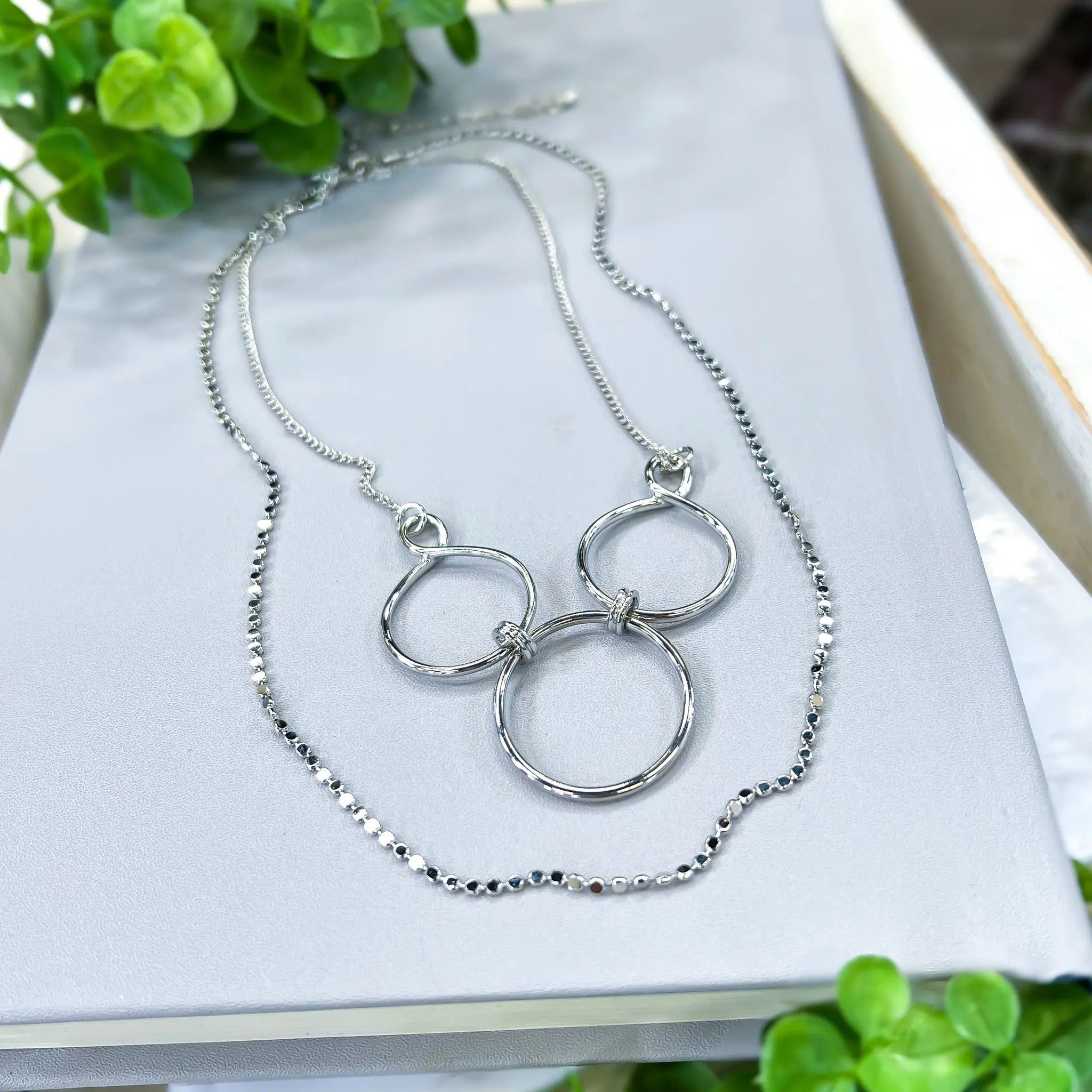 Silver Circle Layered Necklace sold by ZZs product image thumbnail 5