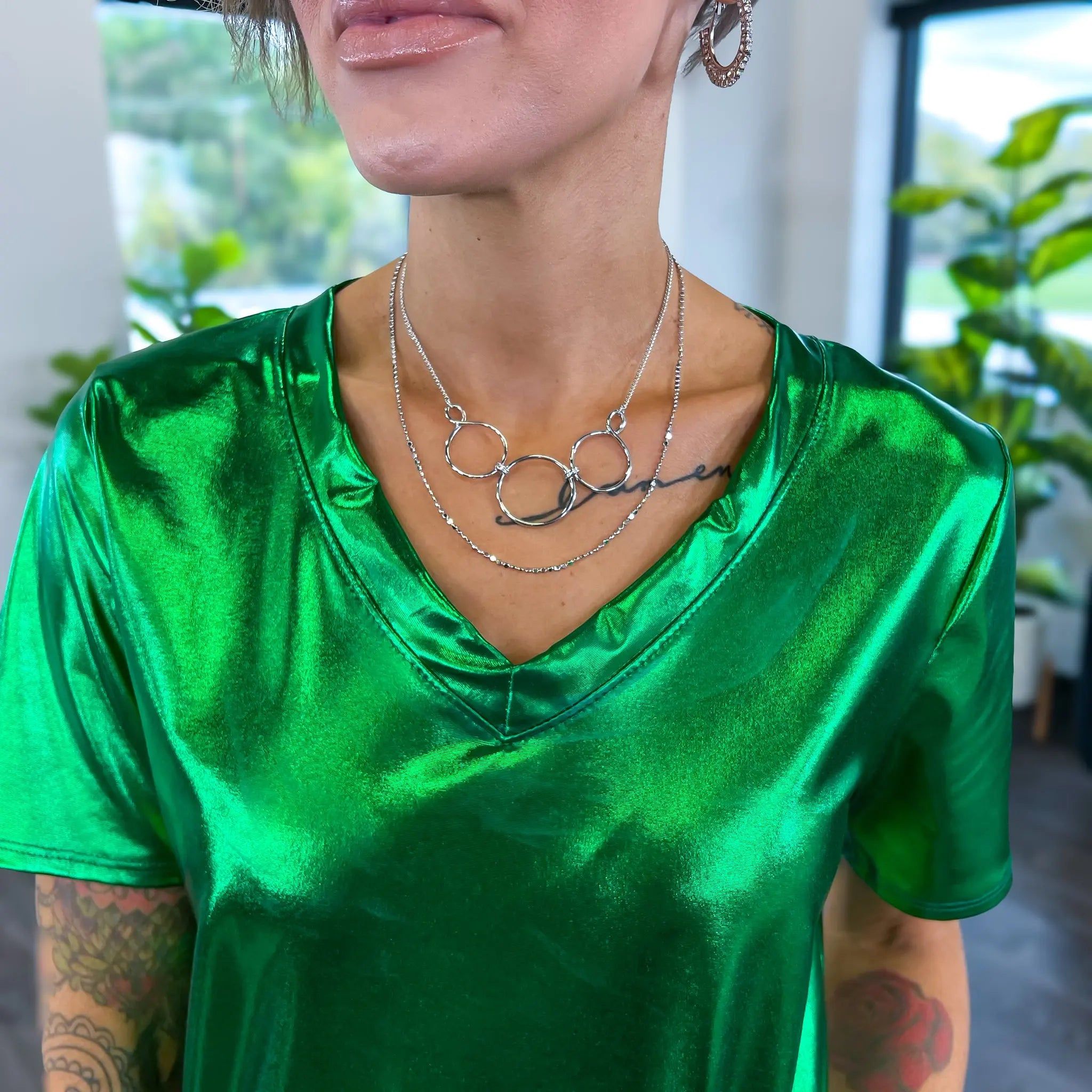 Silver Circle Layered Necklace sold by ZZs product image thumbnail 2