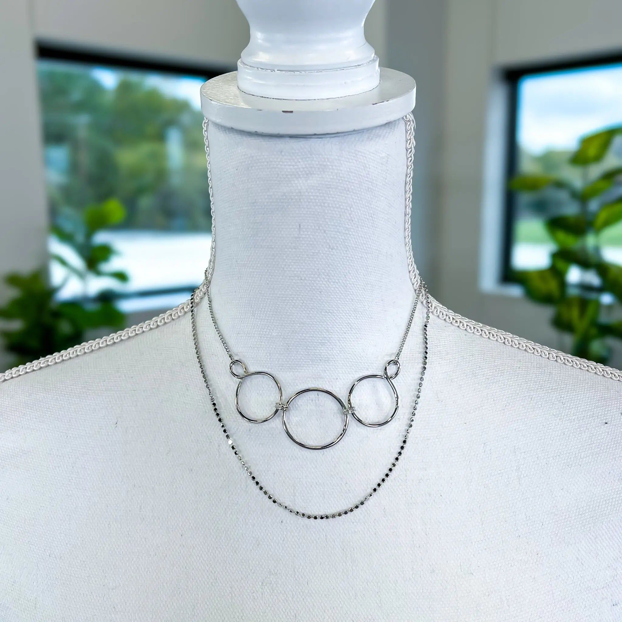 Silver Circle Layered Necklace sold by ZZs product image thumbnail 3