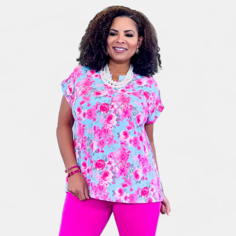 Mint Multi Lizzy Short Sleeve Top [NO RETURNS] sold by ZZs