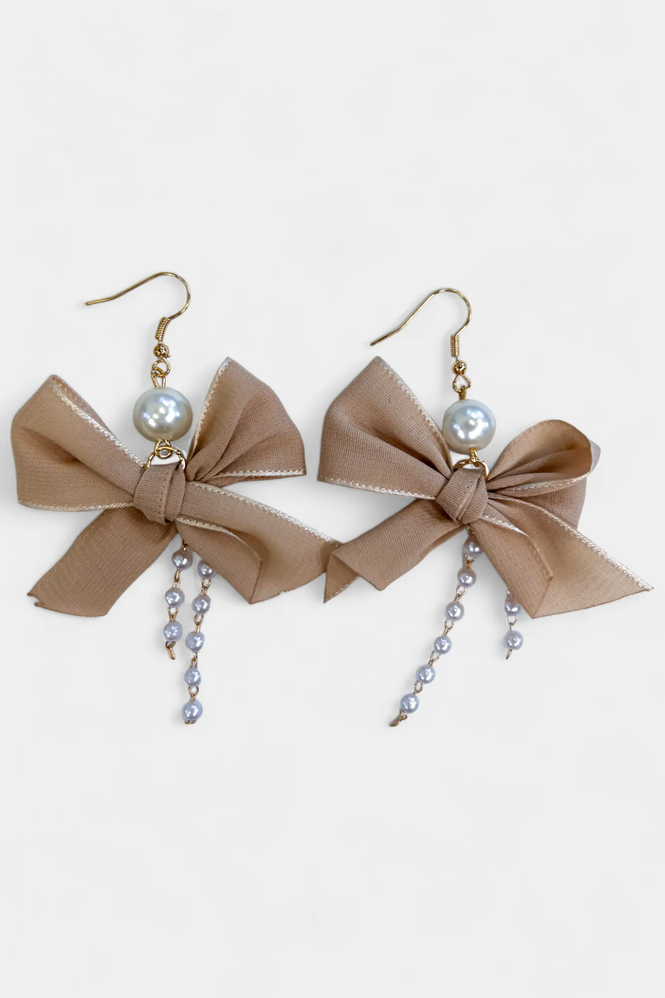 Pearl Satin Bow Dangle Earrings sold by ZZs product image thumbnail 4