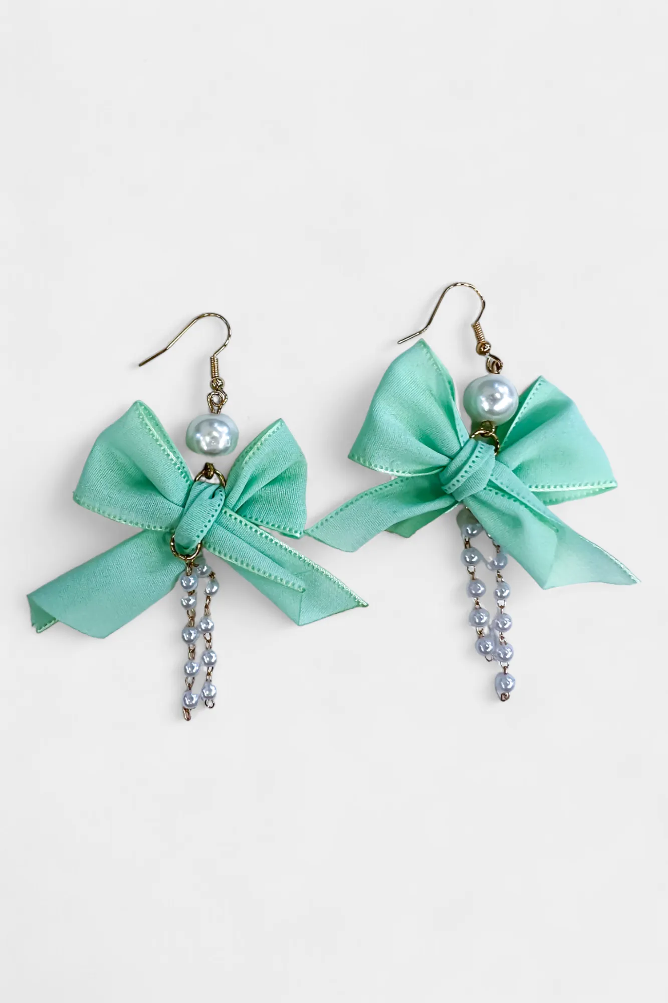 Pearl Satin Bow Dangle Earrings sold by ZZs product image thumbnail 3