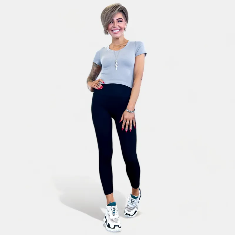 Grey Rib V-Neck Top sold by ZZs