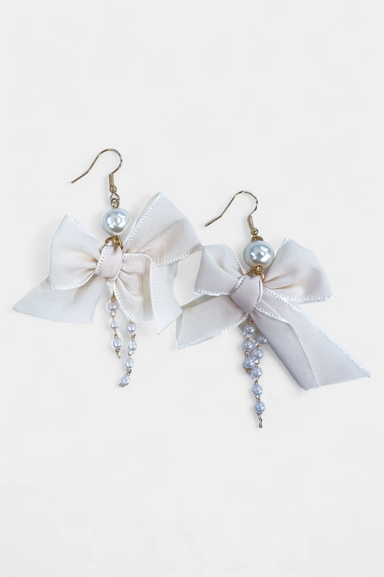 Pearl Satin Bow Dangle Earrings sold by ZZs product image thumbnail 5