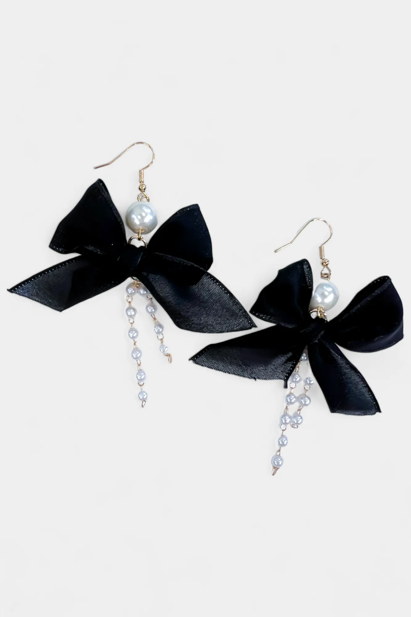 Pearl Satin Bow Dangle Earrings sold by ZZs product image thumbnail 2