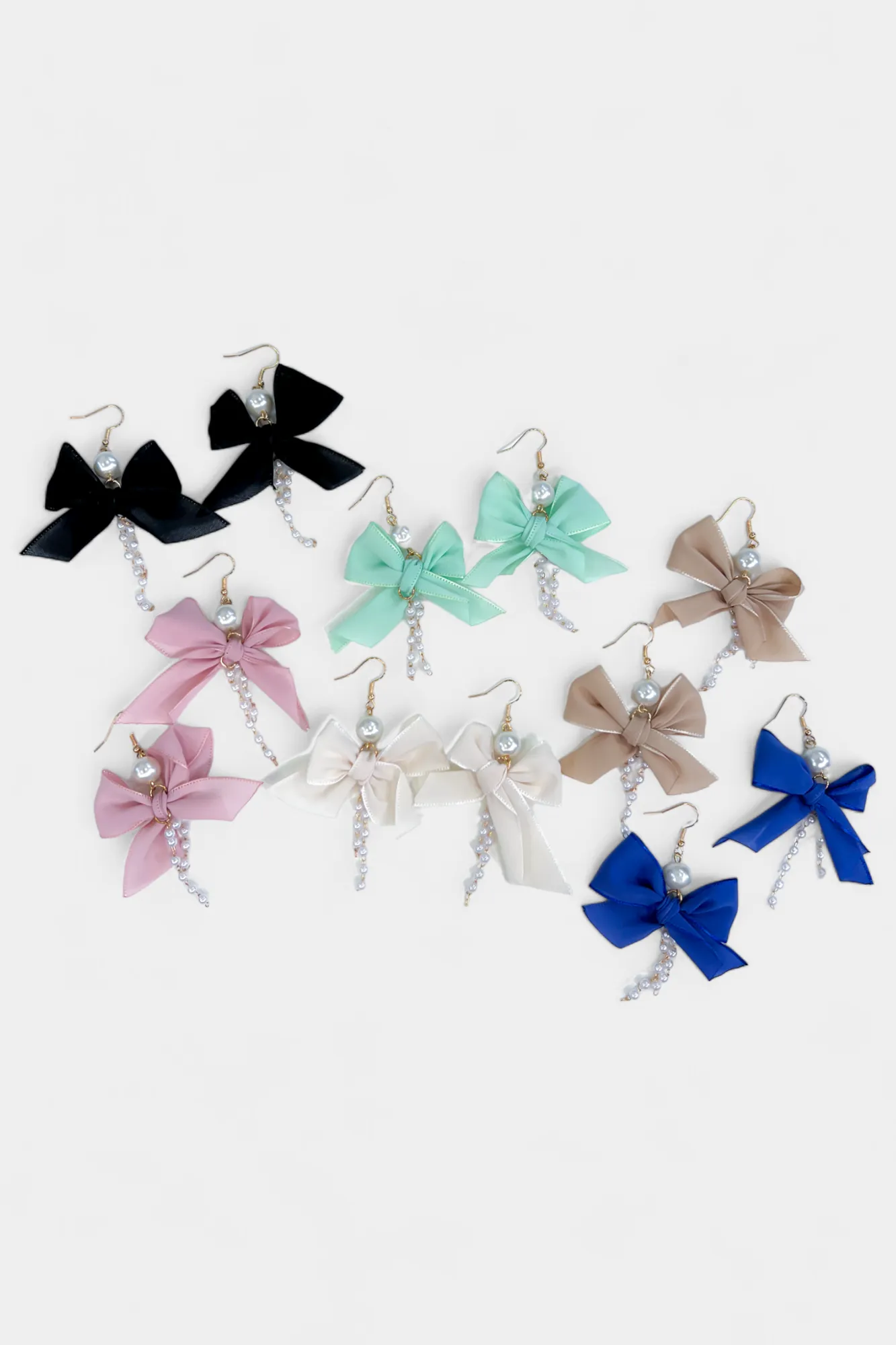 Pearl Satin Bow Dangle Earrings sold by ZZs