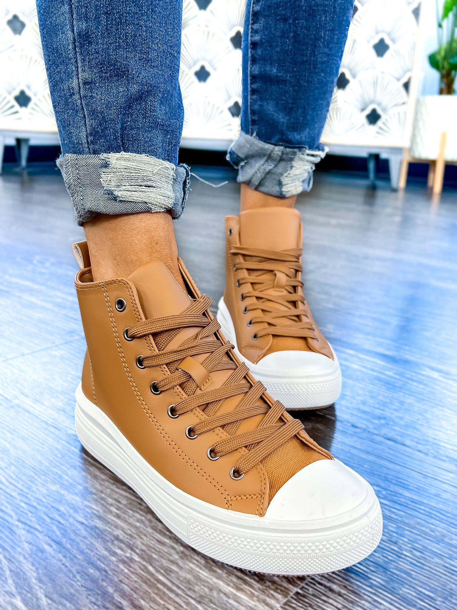 Tan High Top Sneakers sold by ZZs product image thumbnail 5