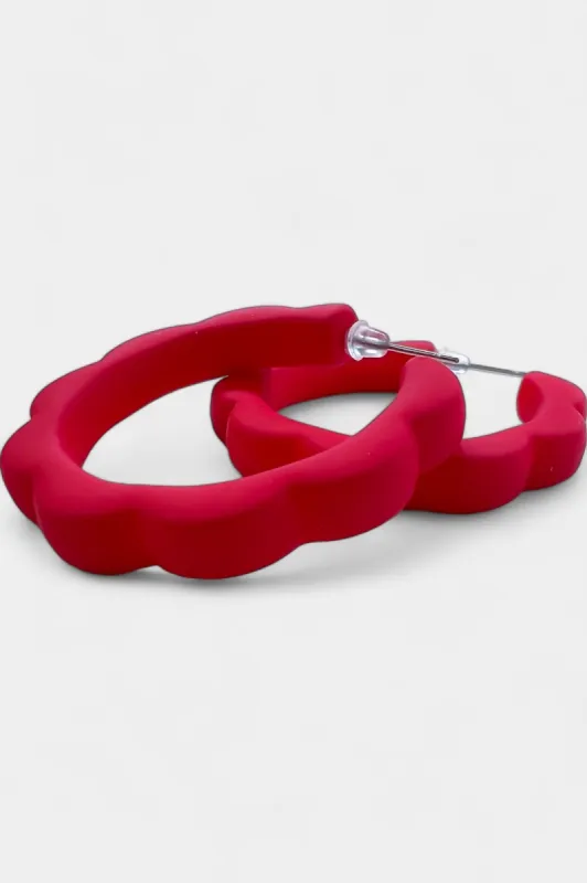 Red Flower Hoop Earrings sold by ZZs